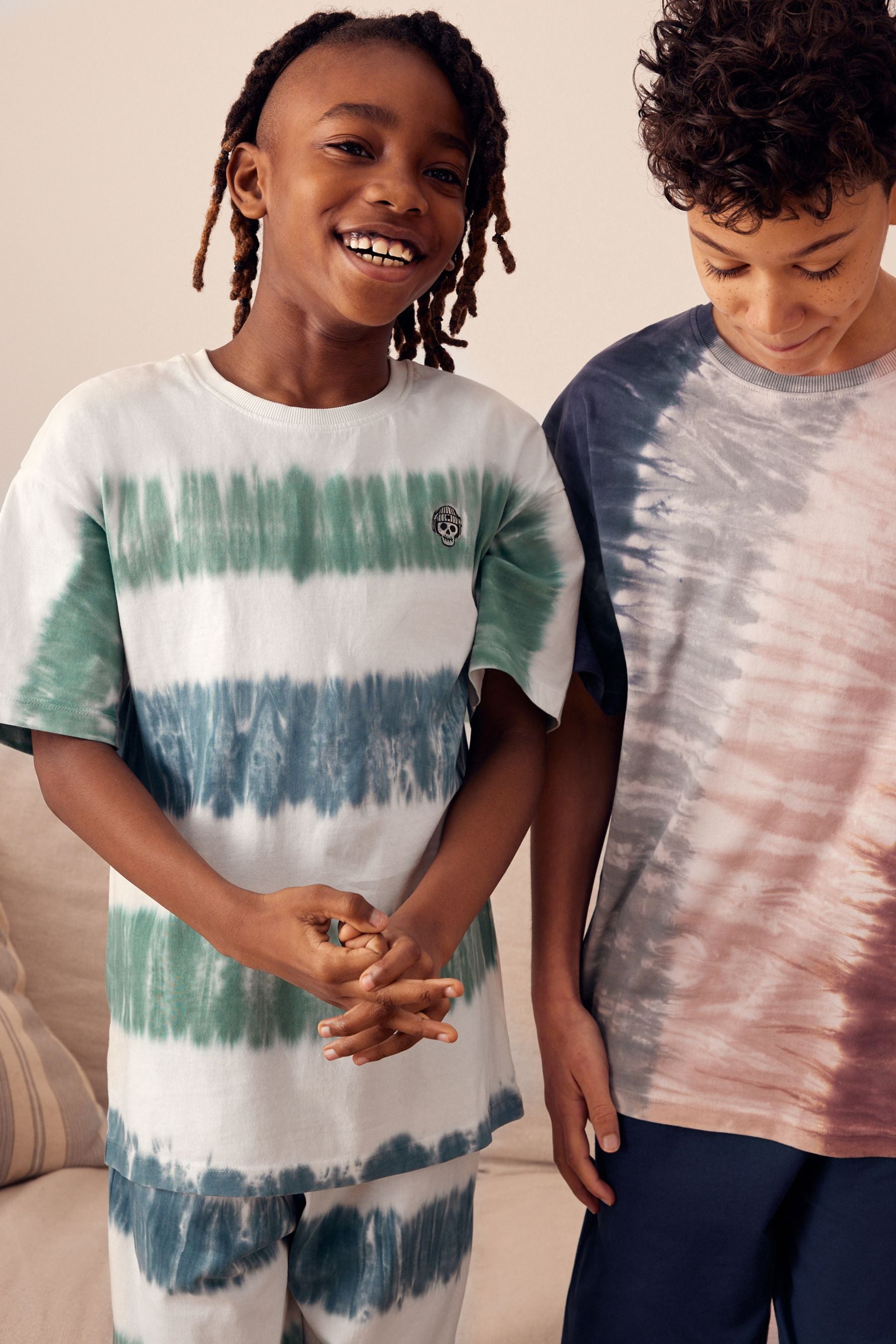 Blue/Neutral Tie Dye Short Pyjamas 2 Pack (6-16yrs)