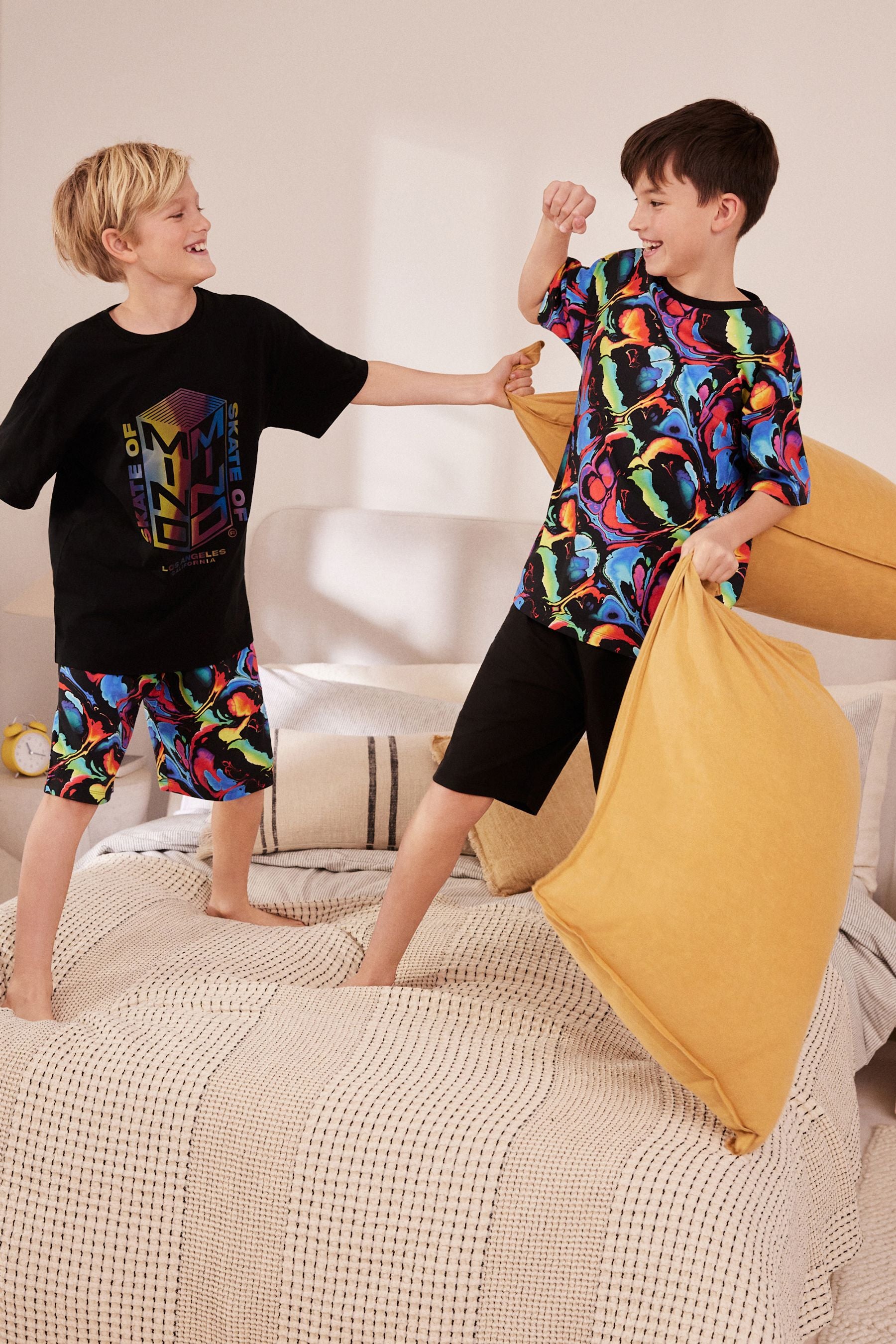 Black/ Metallic Skate of Mind Short Pyjamas 2 Pack (3-16yrs)