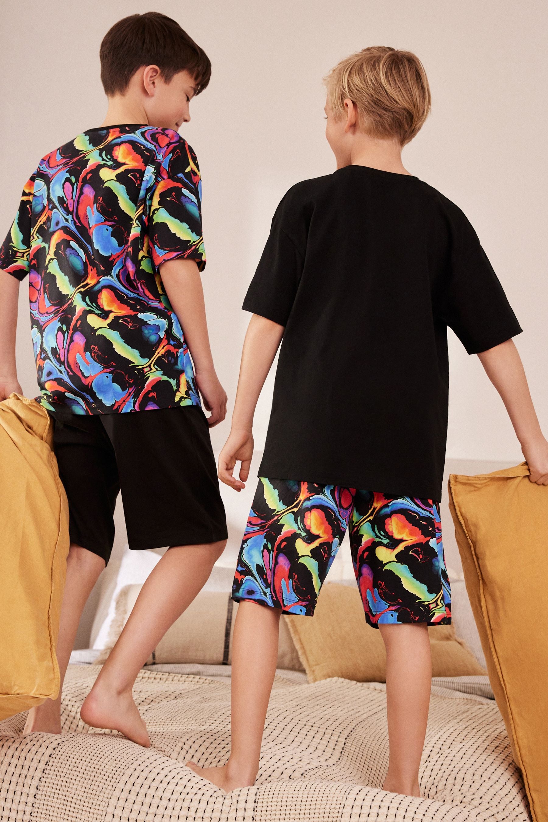 Black/ Metallic Skate of Mind Short Pyjamas 2 Pack (3-16yrs)