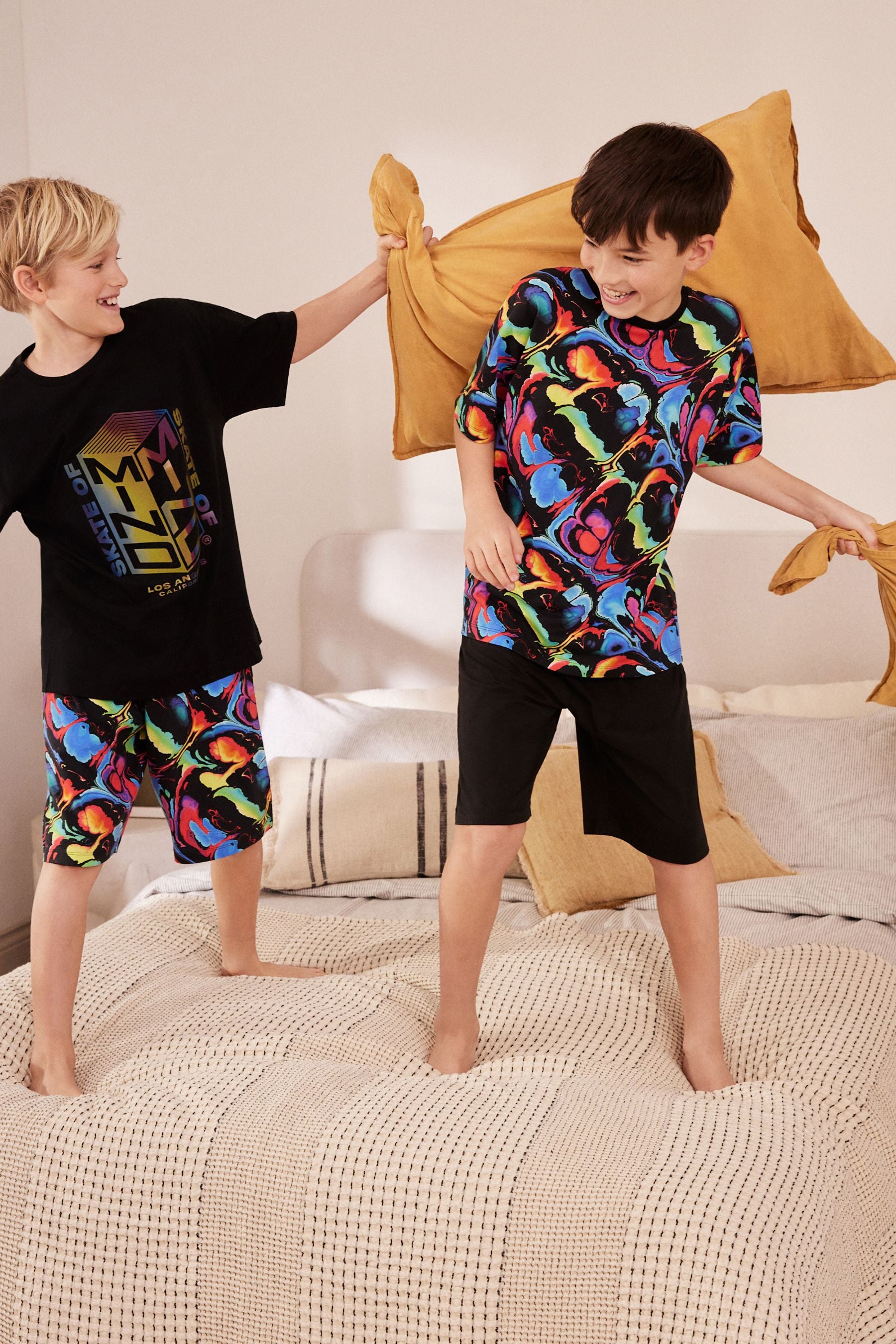 Black/ Metallic Skate of Mind Short Pyjamas 2 Pack (3-16yrs)