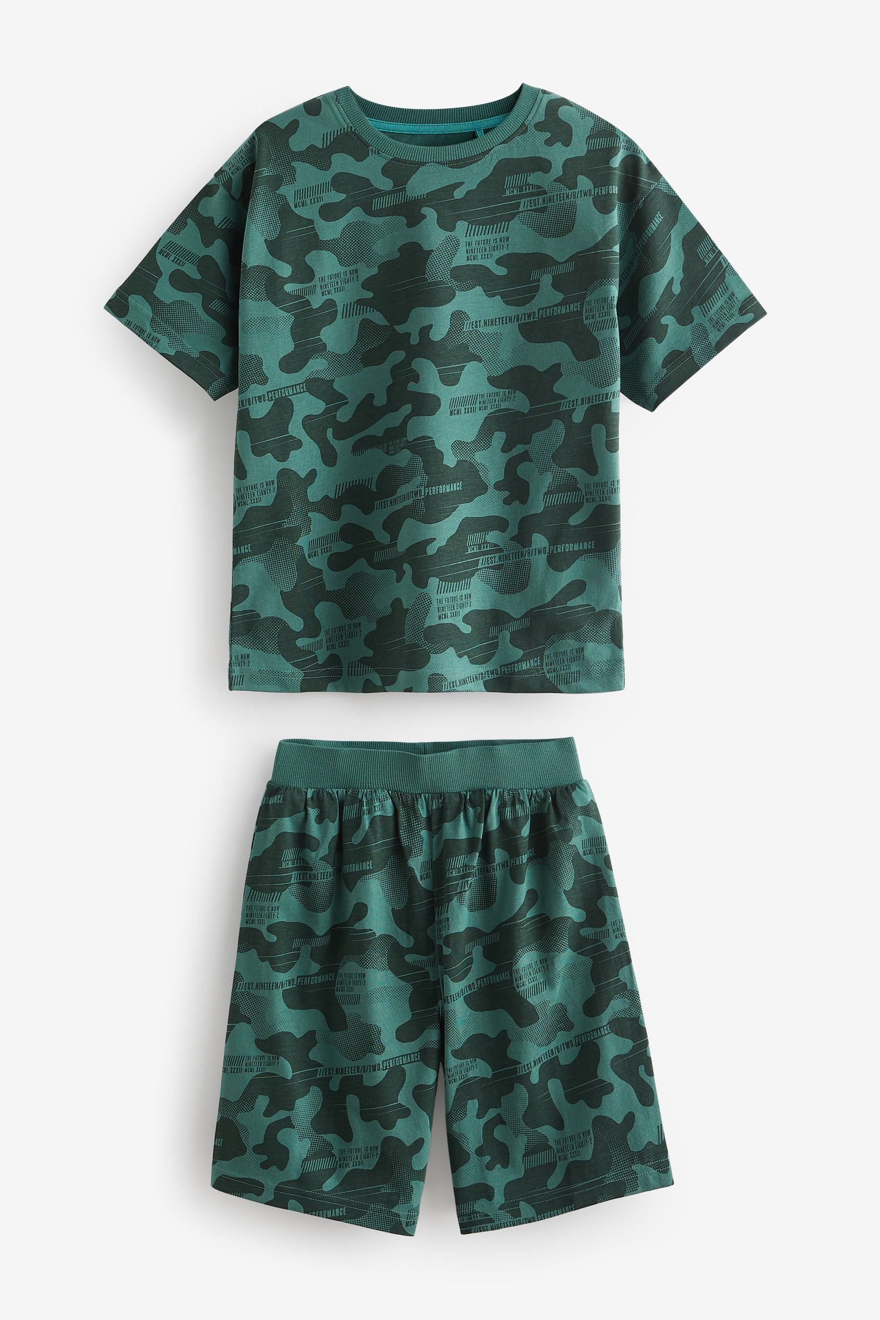 Blue/Grey/Green Camouflage Short Pyjamas 3 Pack (3-16yrs)