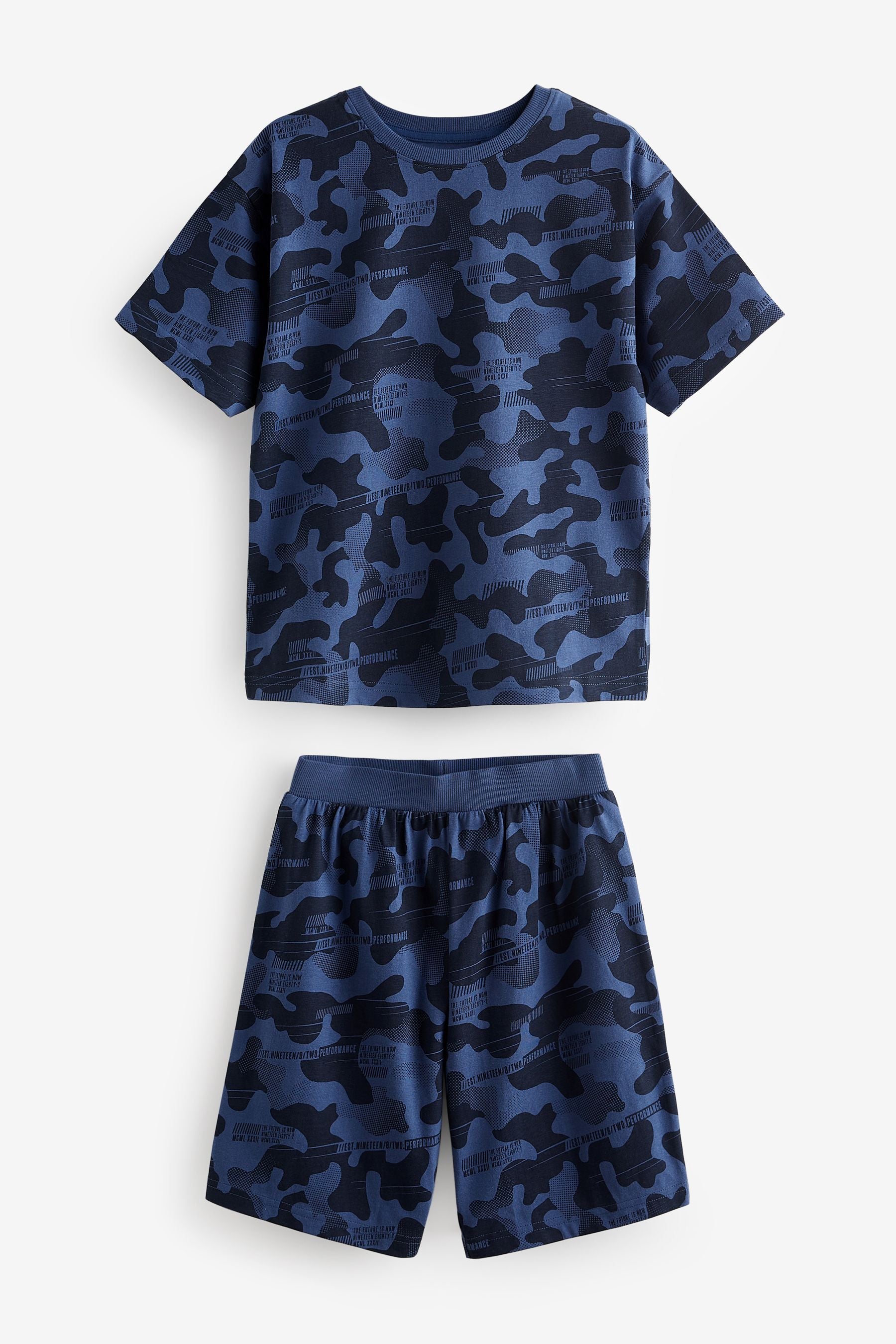 Blue/Grey/Green Camouflage Short Pyjamas 3 Pack (3-16yrs)