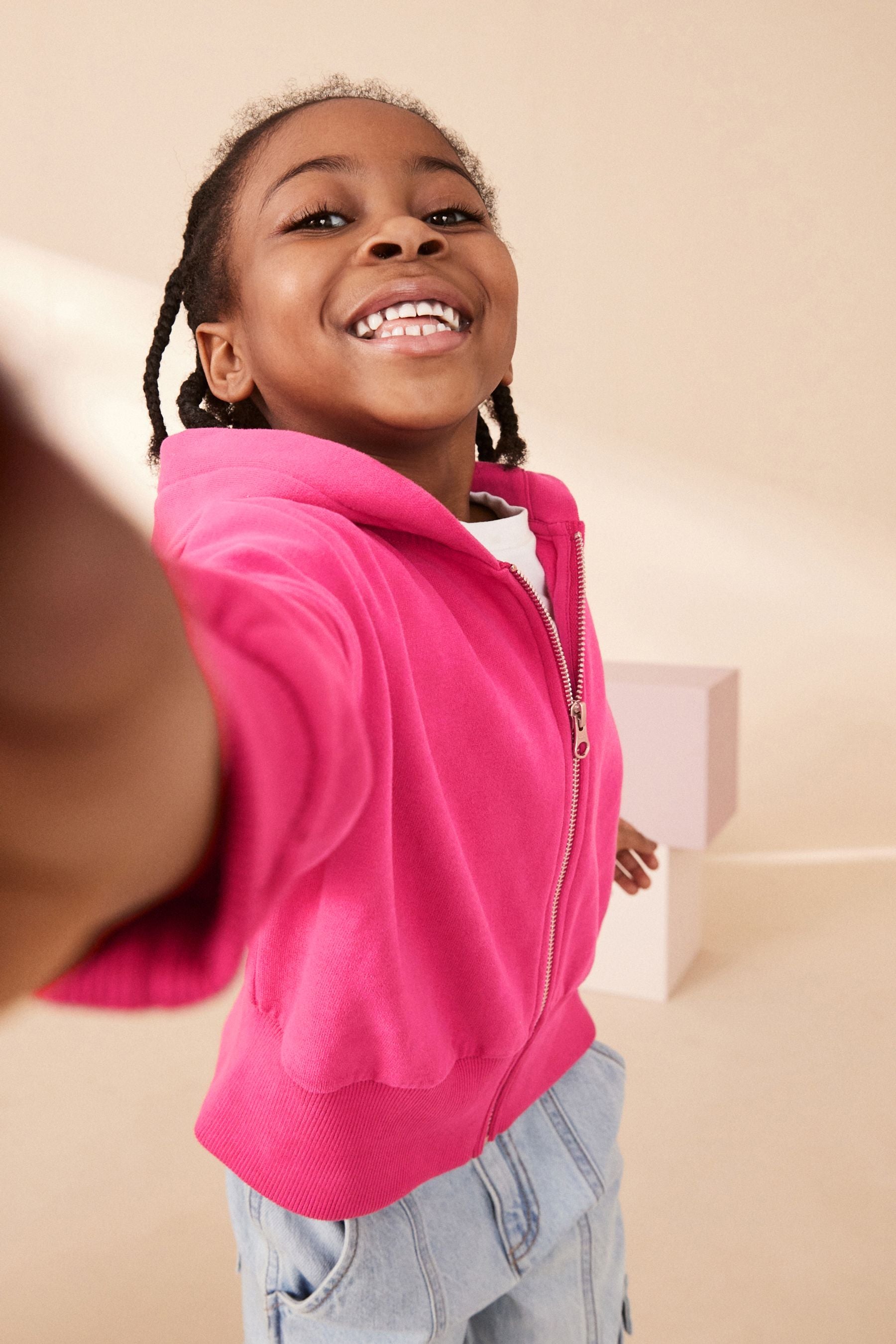 Pink Zip Through Hoodie (3-16yrs)