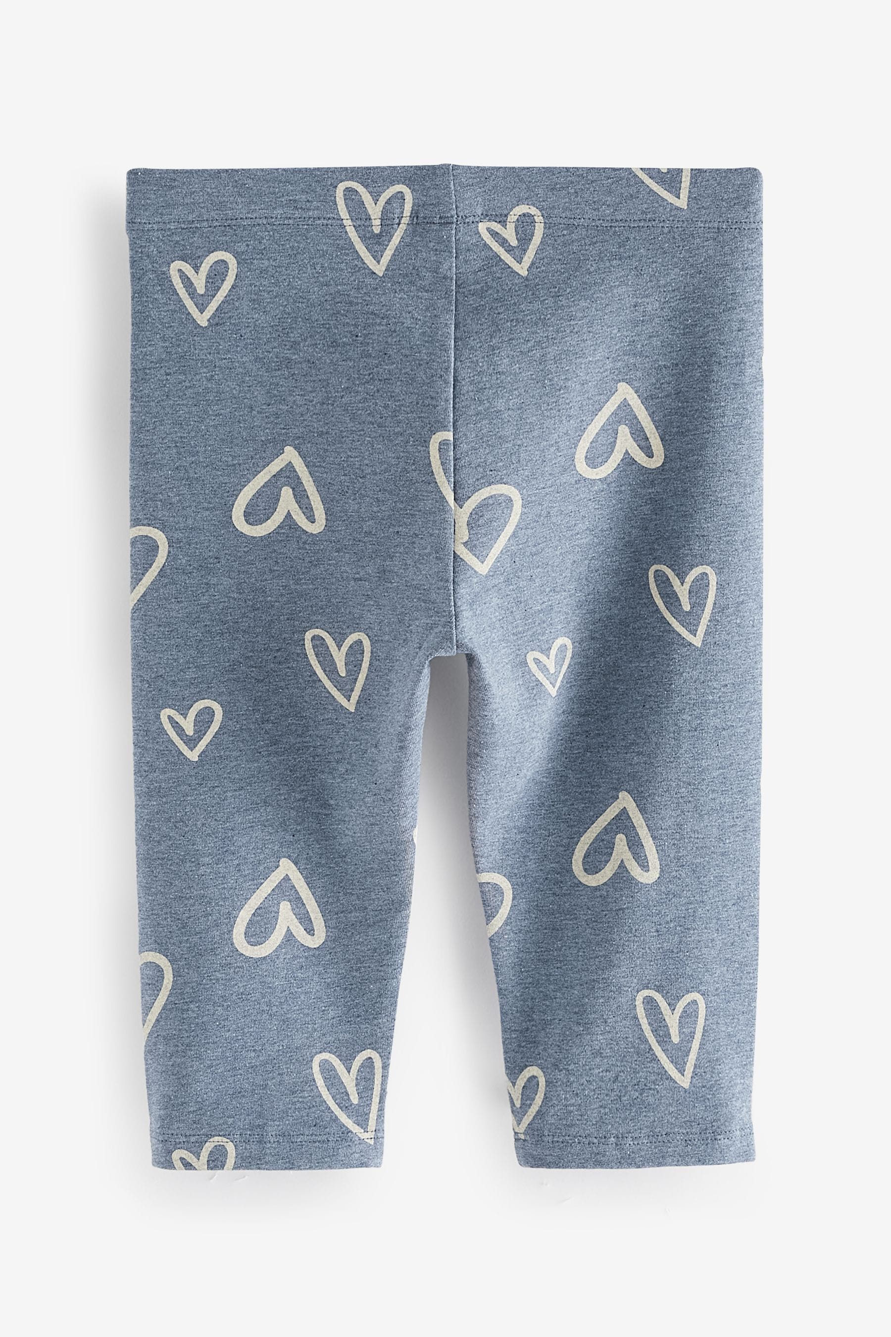 Blue Marl Heart Print Cropped Leggings (3-16yrs)