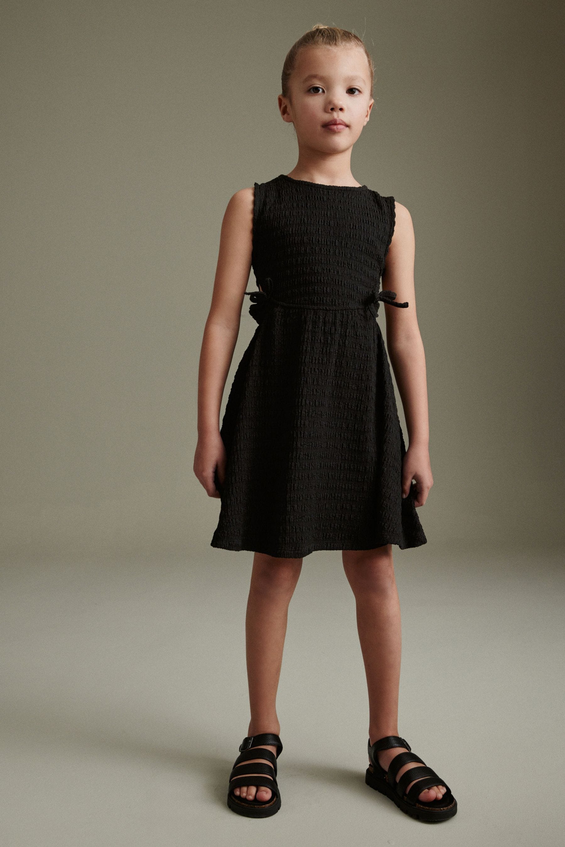 Black Textured Jersey Dress (3-16yrs)