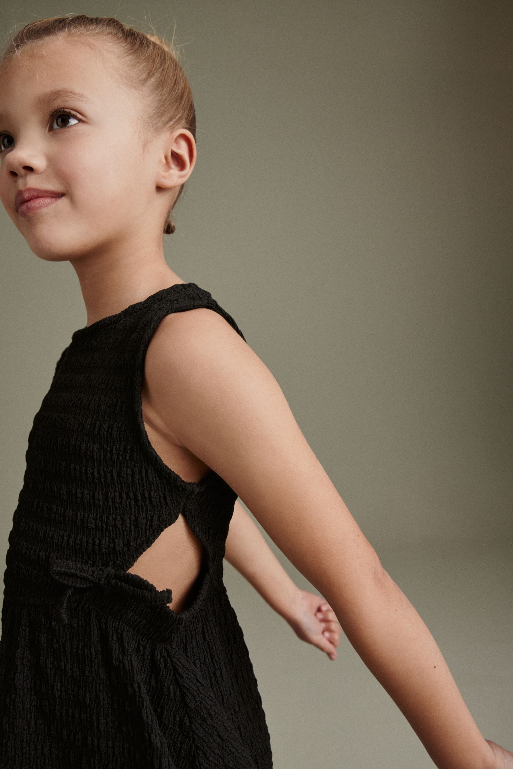 Black Textured Jersey Dress (3-16yrs)