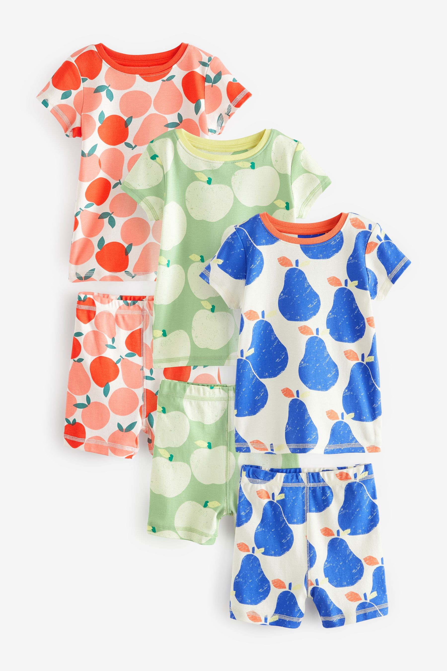 Blue/Red/Green Fruit Short Pyjamas 3 Pack (9mths-12yrs)