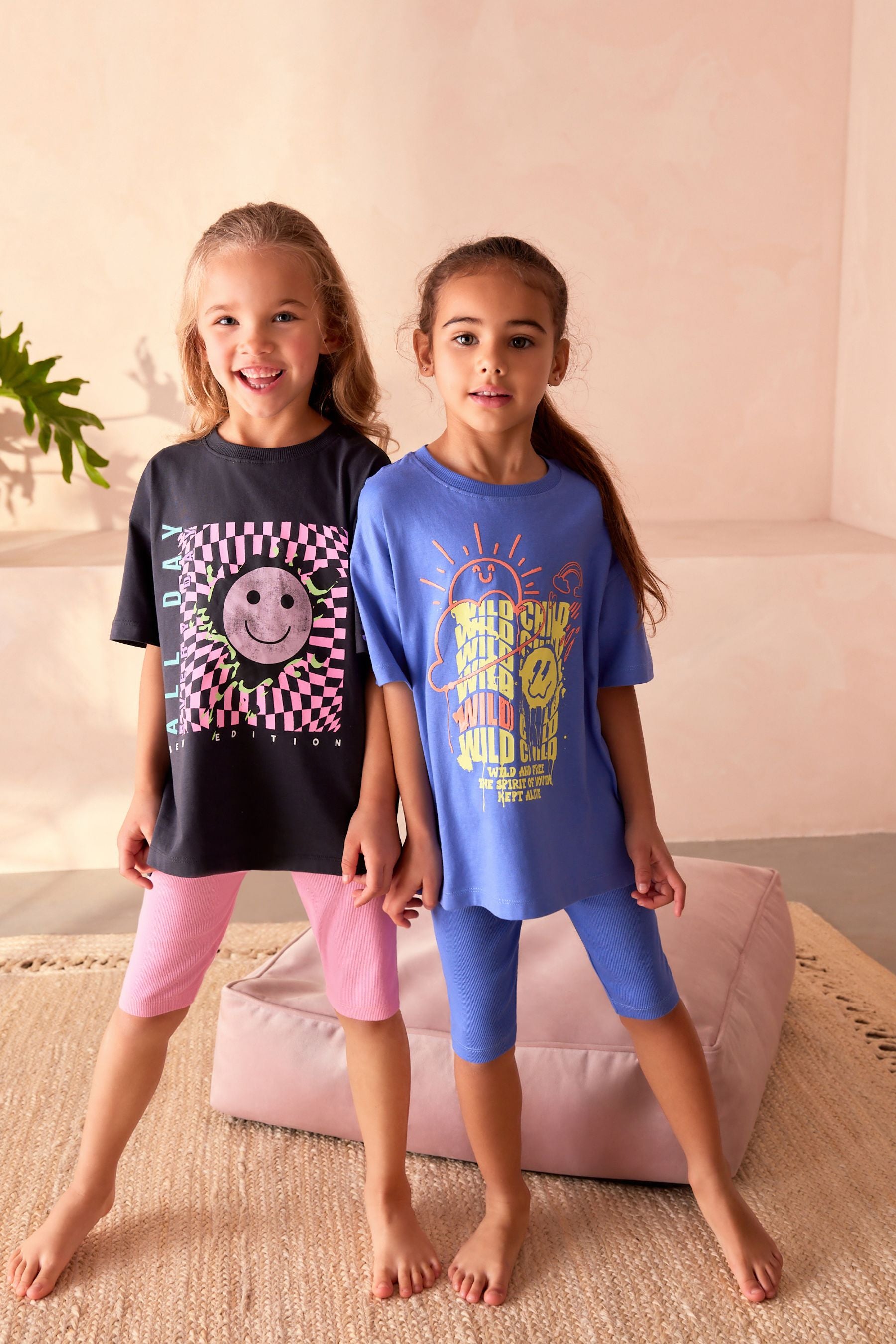 Blue/Pink Short Pyjamas 2 Pack (9mths-16yrs)