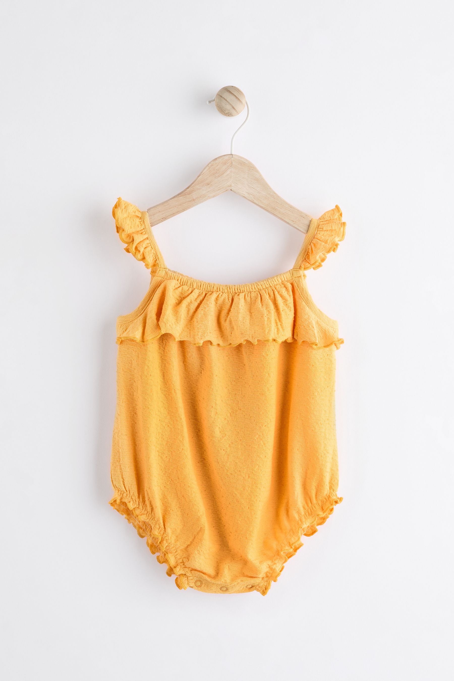 Yellow Textured Strappy Baby Romper