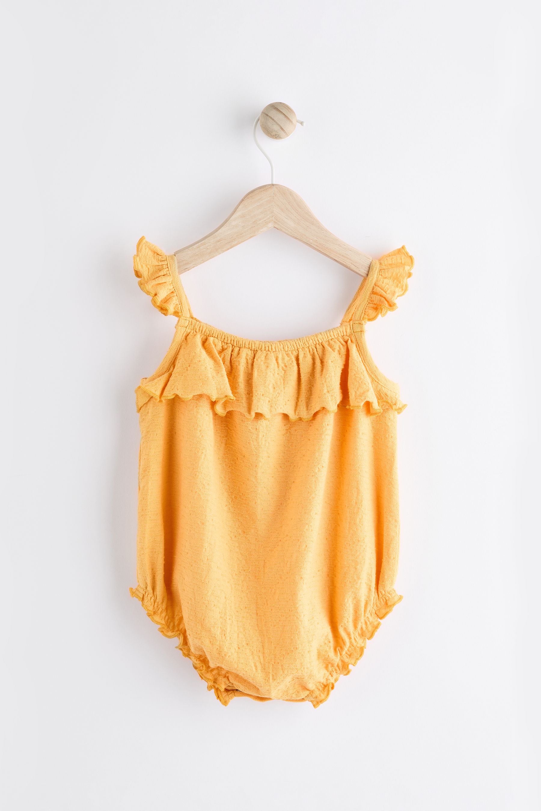 Yellow Textured Strappy Baby Romper