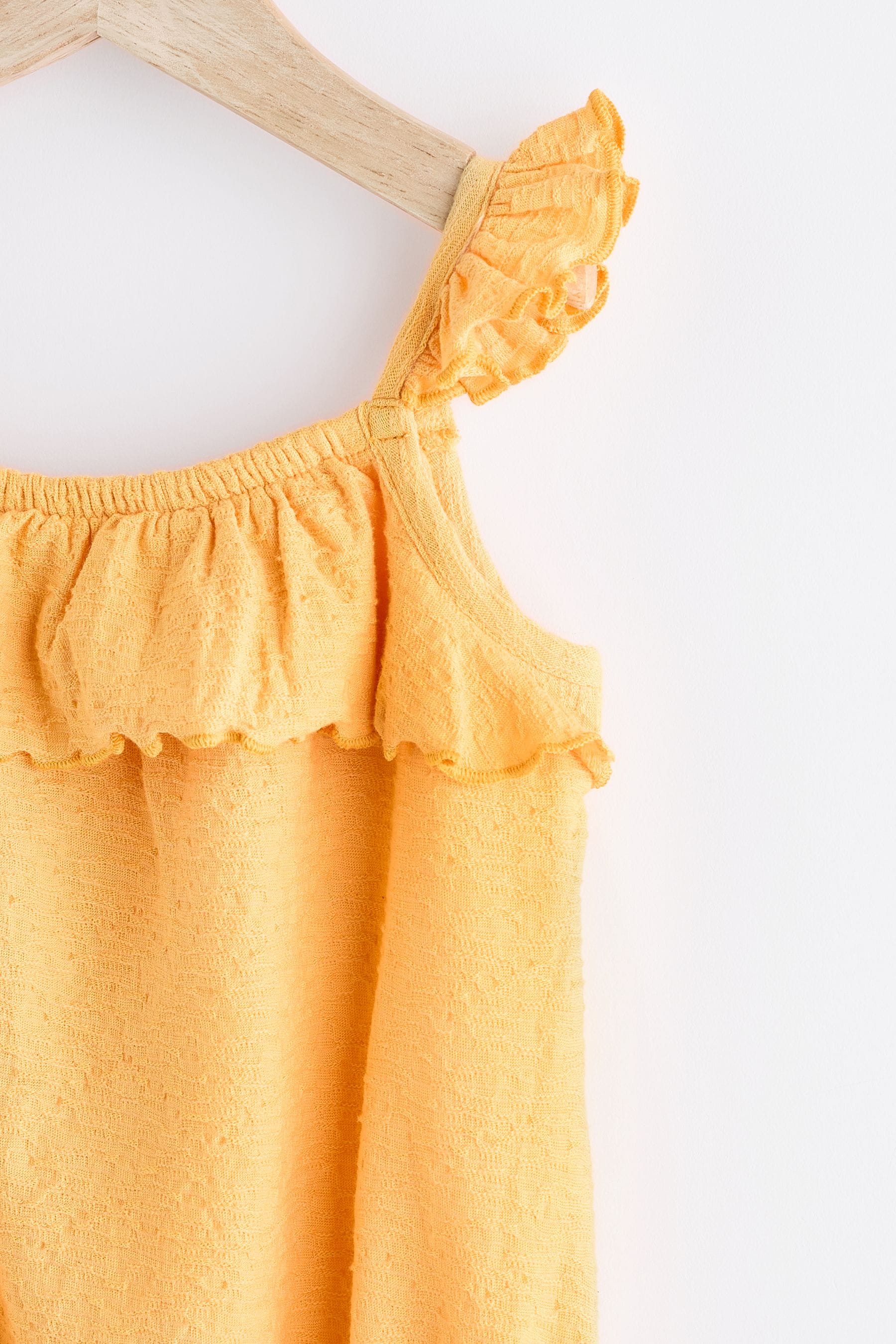 Yellow Textured Strappy Baby Romper