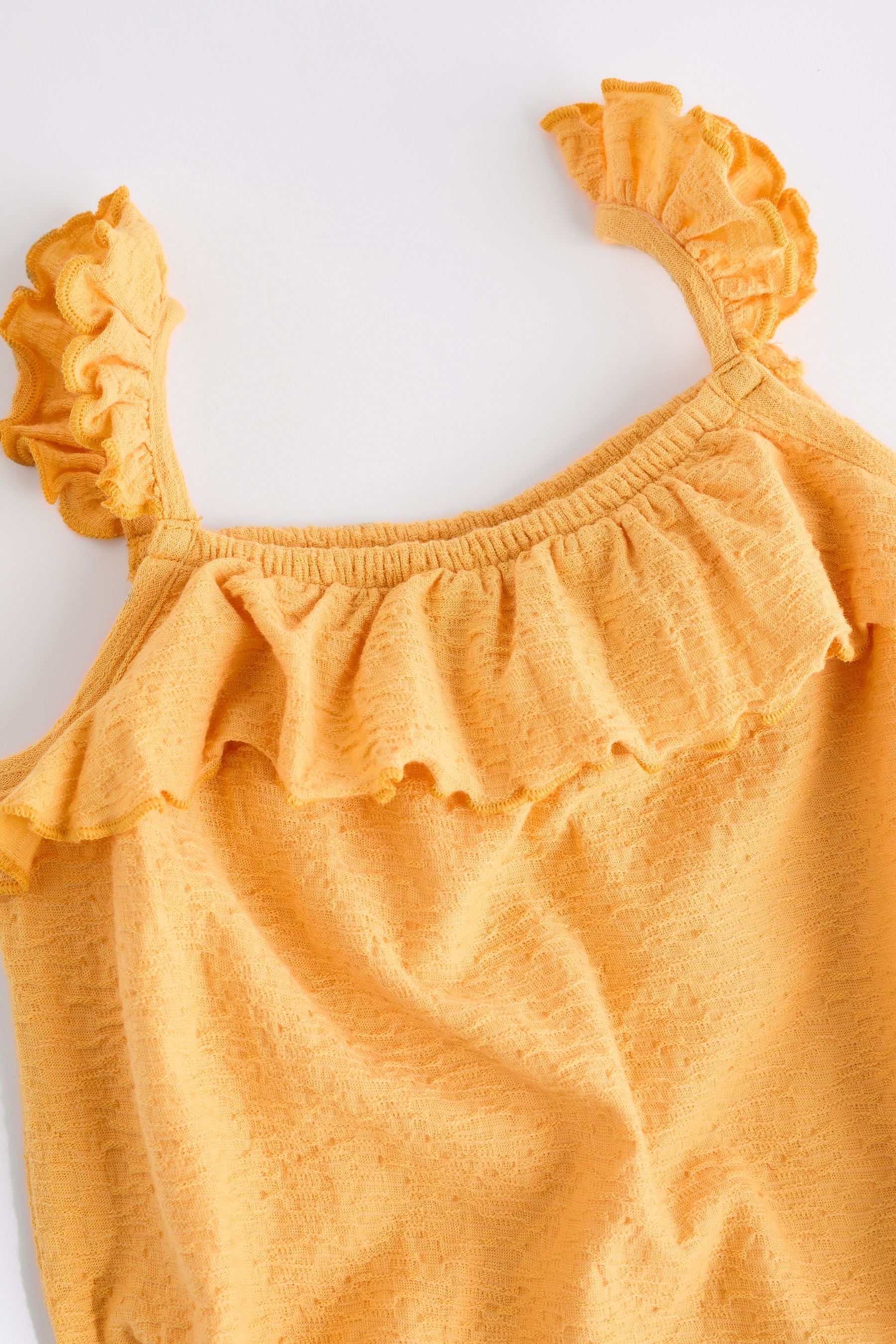 Yellow Textured Strappy Baby Romper