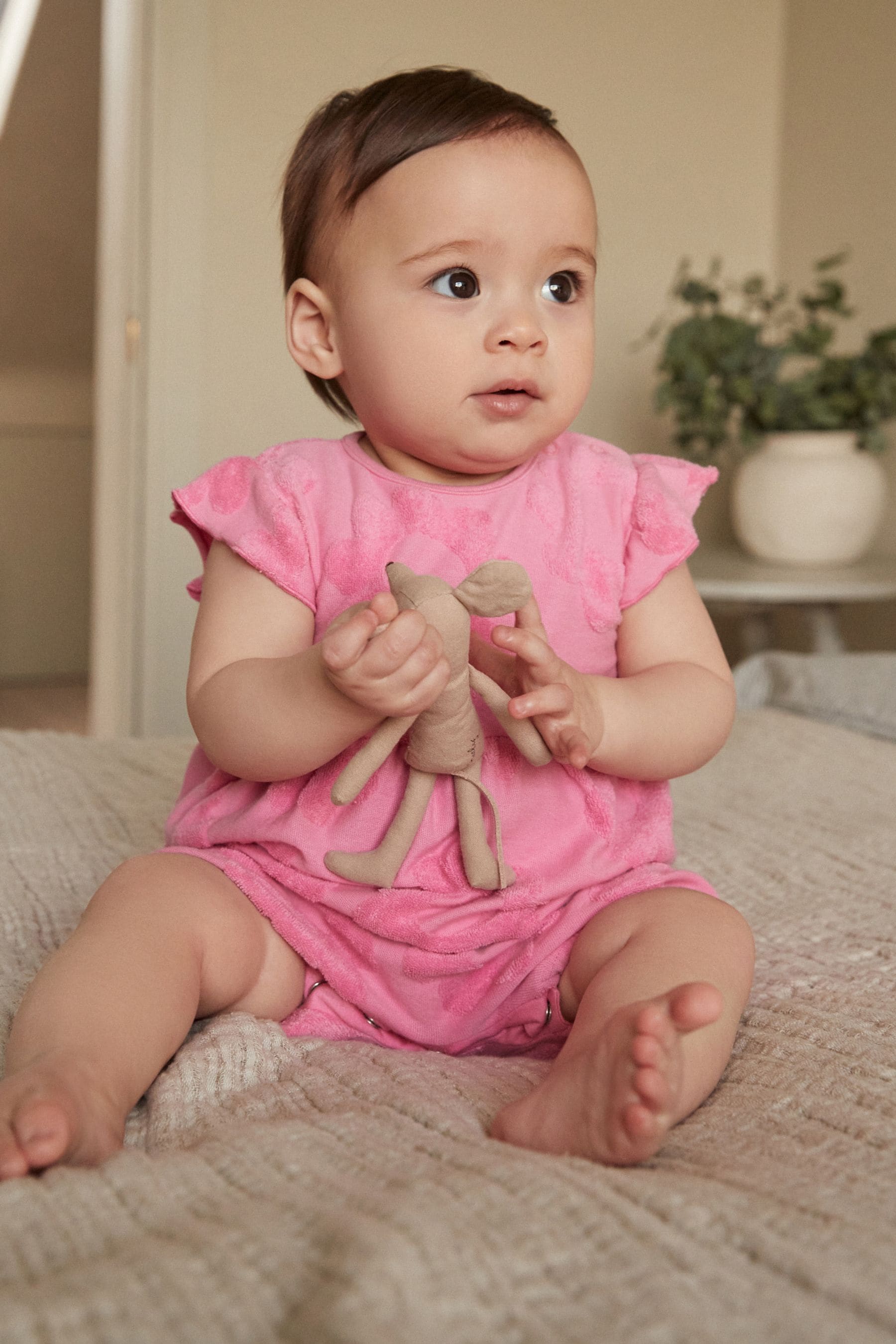 Pink Flower Baby Romper