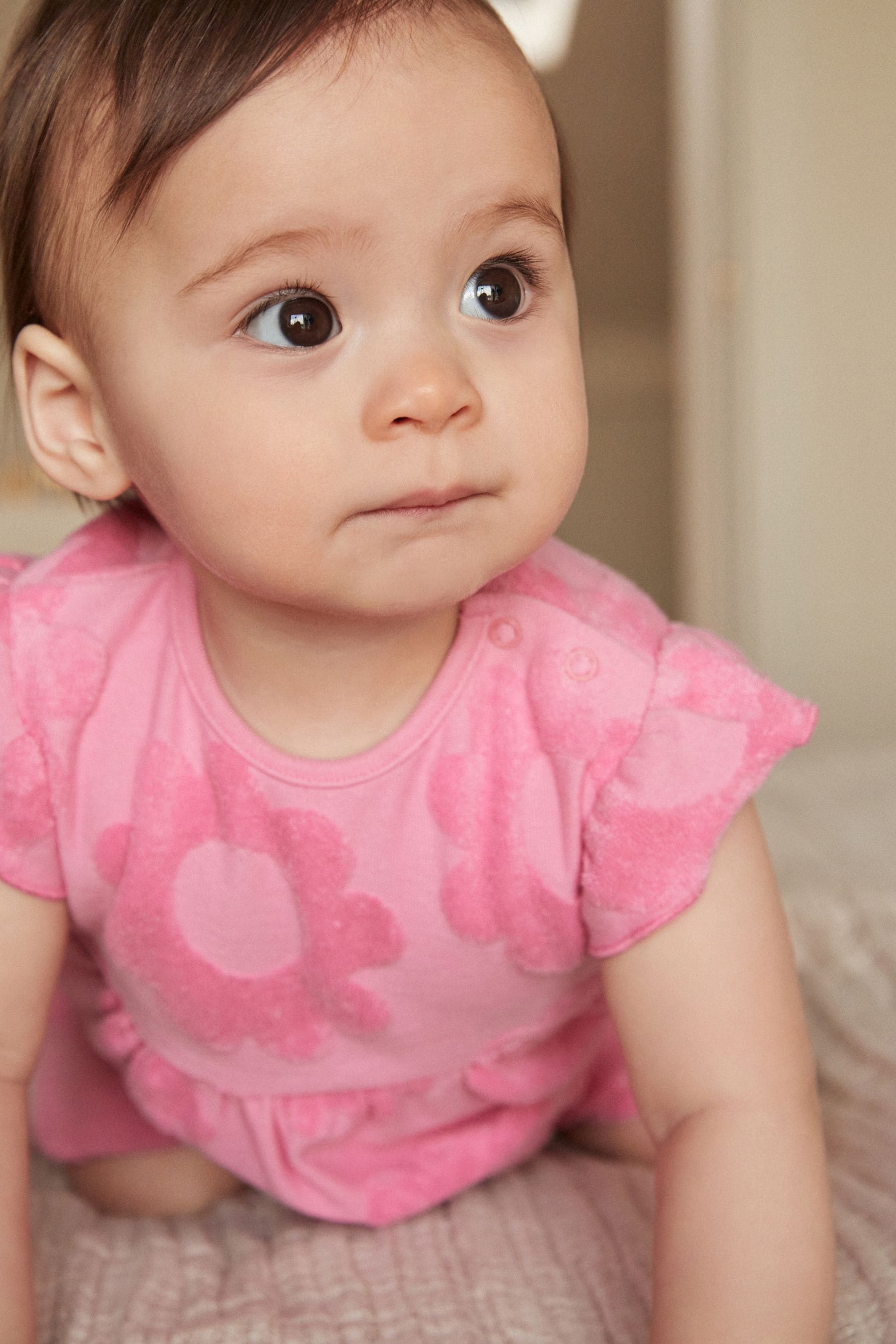 Pink Flower Baby Romper