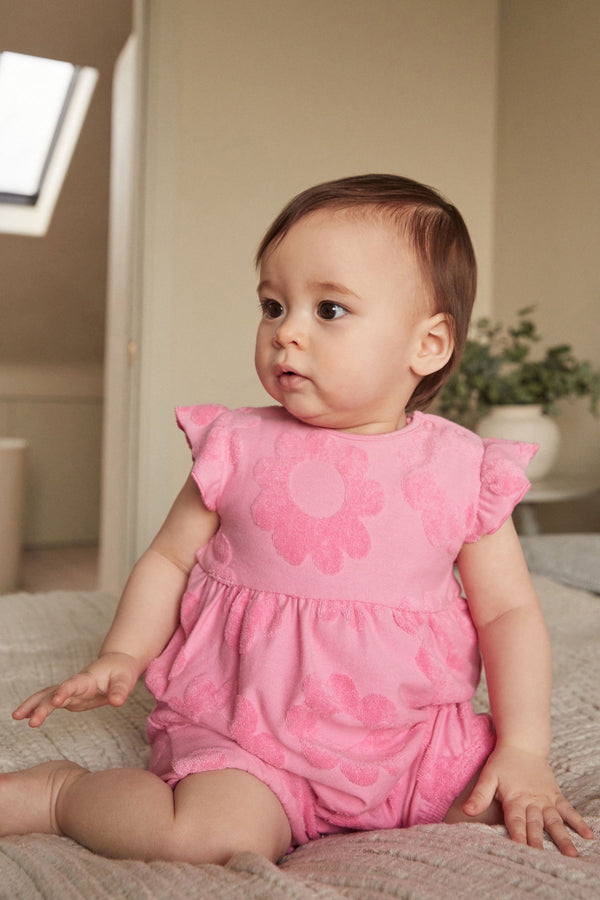 Pink Flower Baby Romper