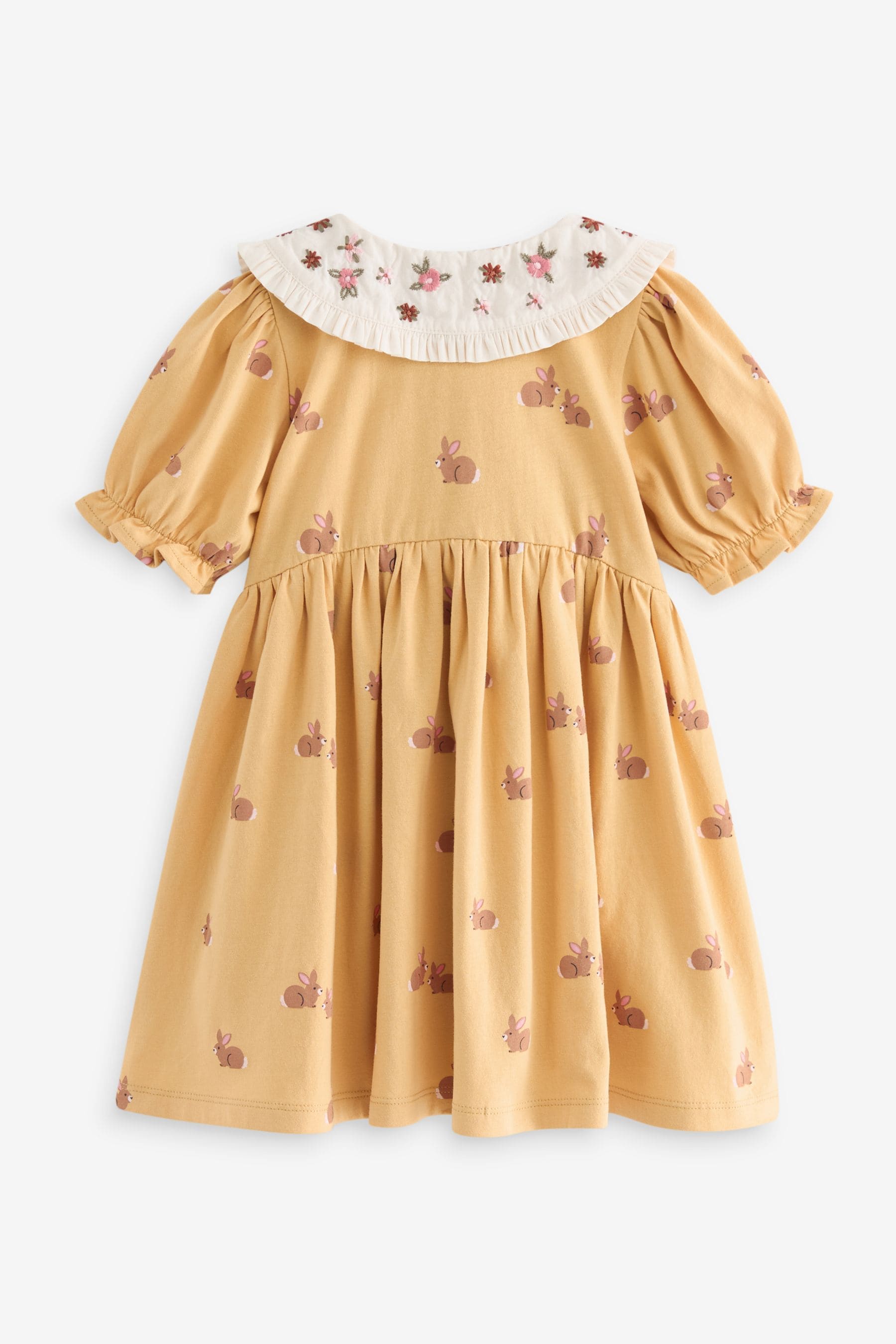 Ochre Yellow Short Sleeve Collar Dress (3mths-7yrs)