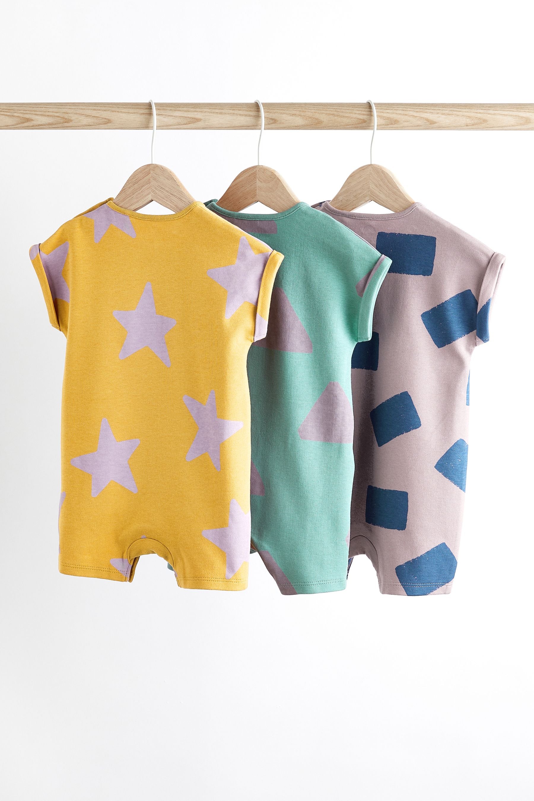 Multi Abstract Baby Jersey Rompers 3 Pack