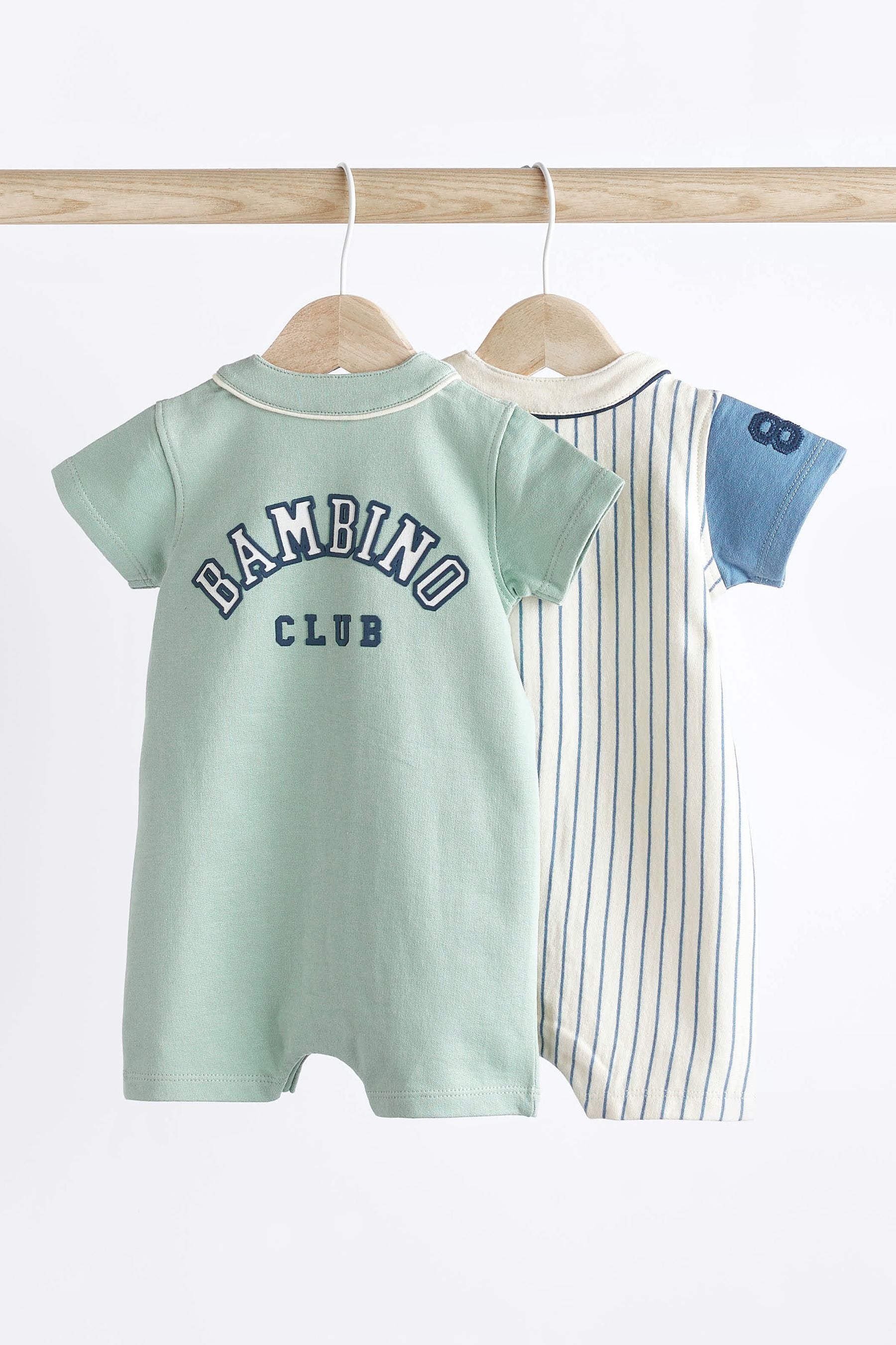 Blue/White Baby Jersey Collar Romper 2 Pack