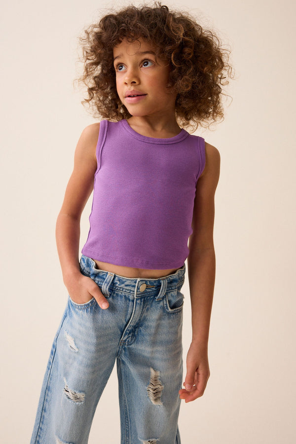 Purple Boxy Rib Vest (3-16yrs)