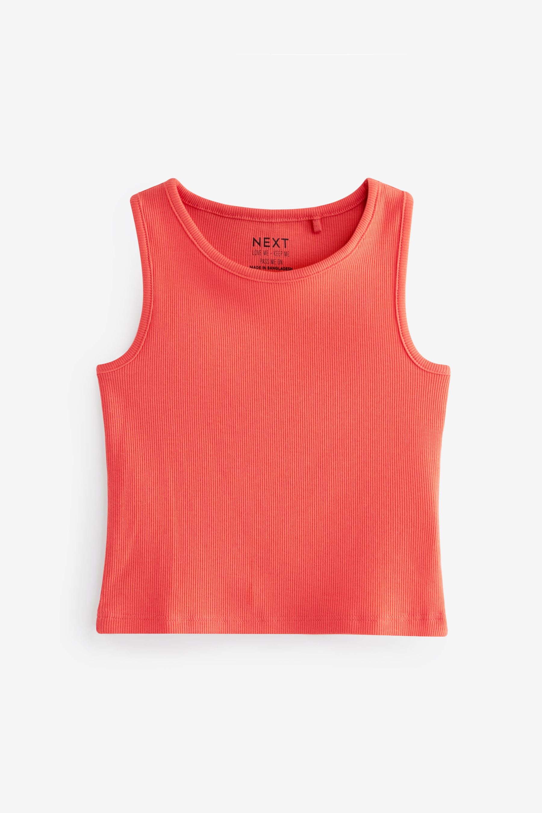 Coral Pink Boxy Rib Vest (3-16yrs)