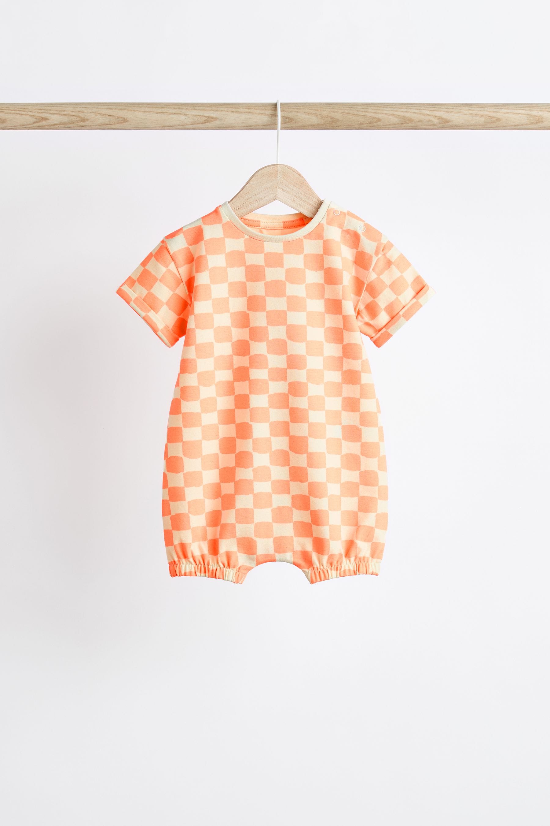 Multi Checkerboard Baby Jersey Rompers 3 Pack