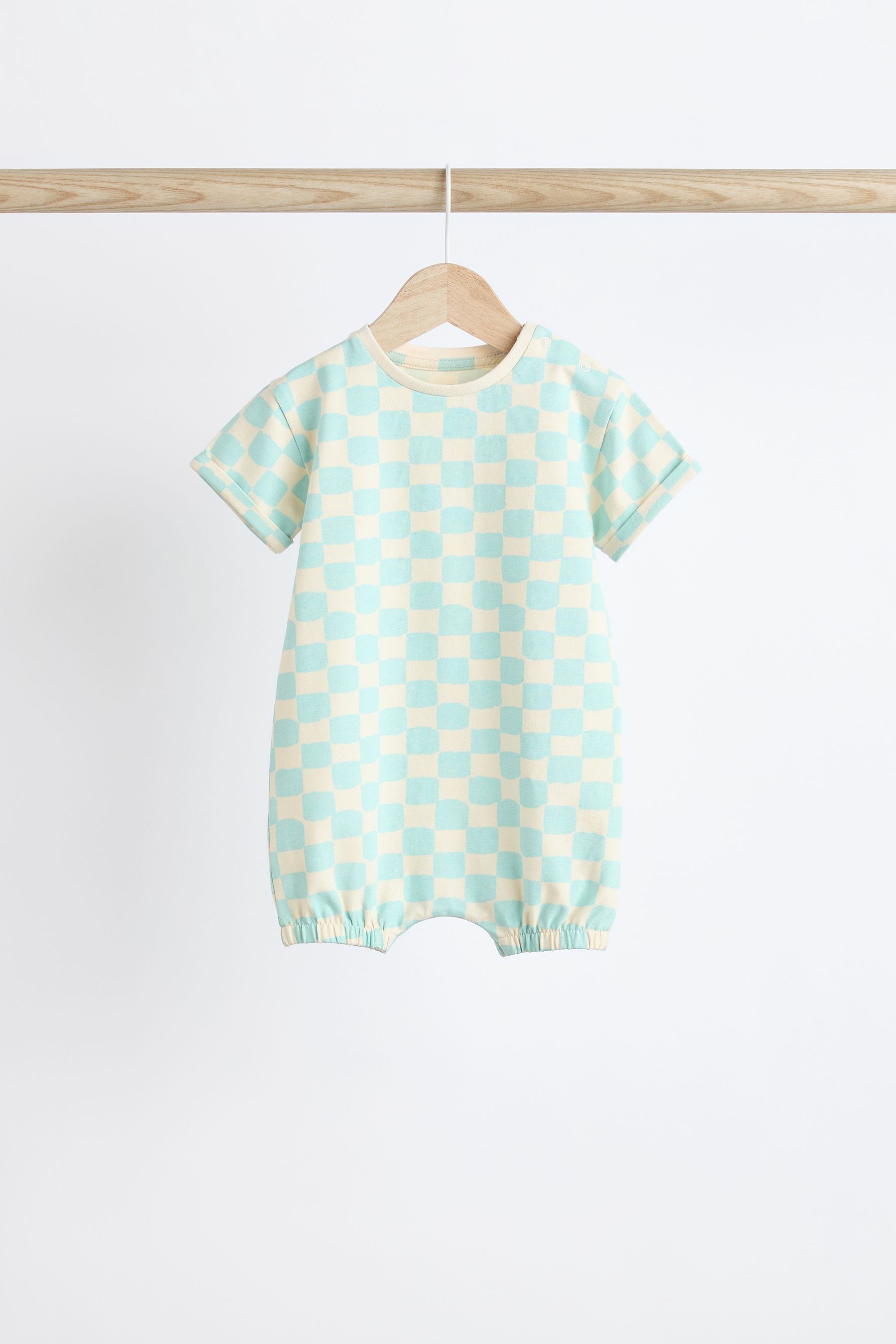 Multi Checkerboard Baby Jersey 100% Cotton Rompers 3 Pack