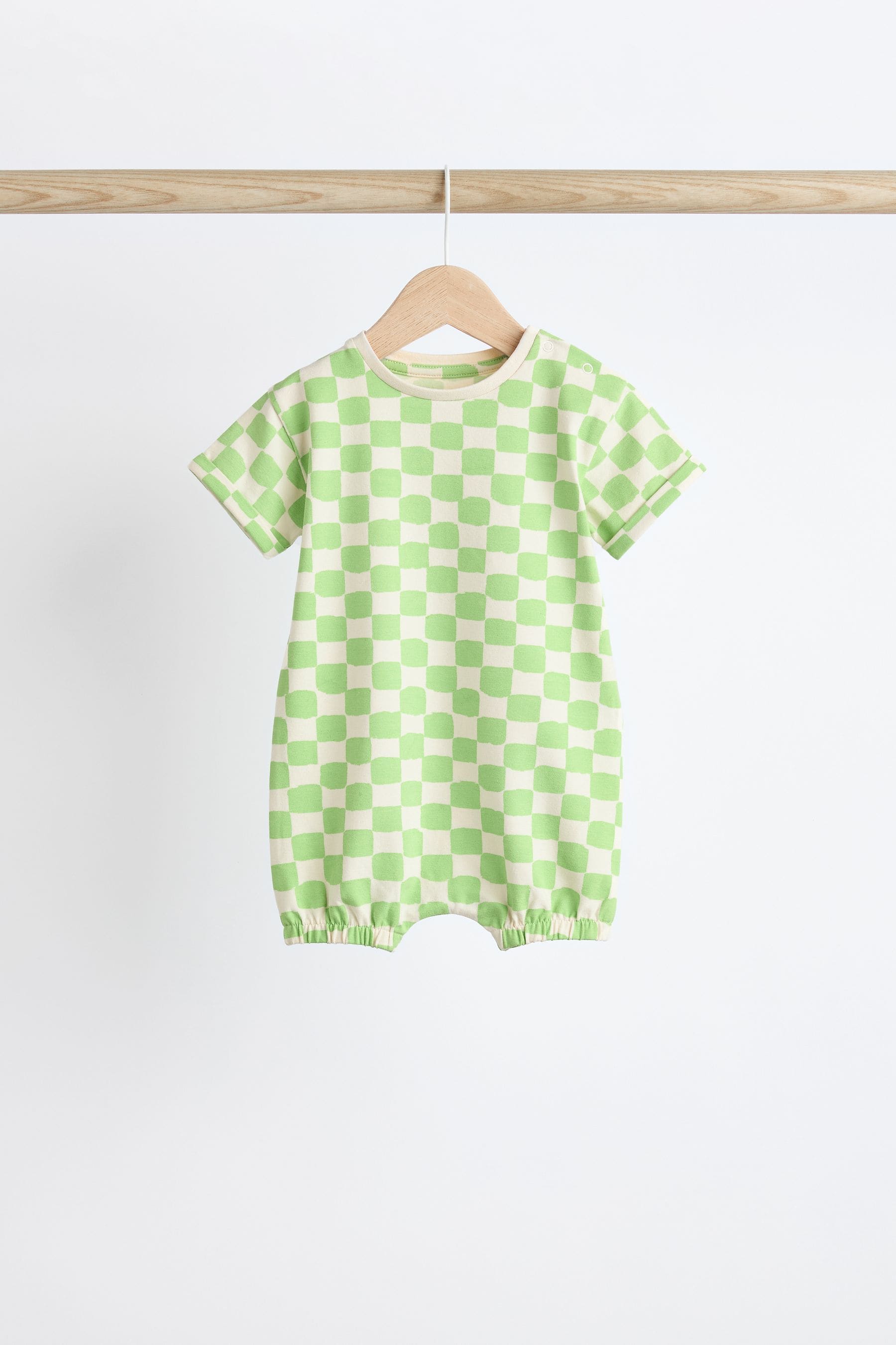 Multi Checkerboard Baby Jersey Rompers 3 Pack