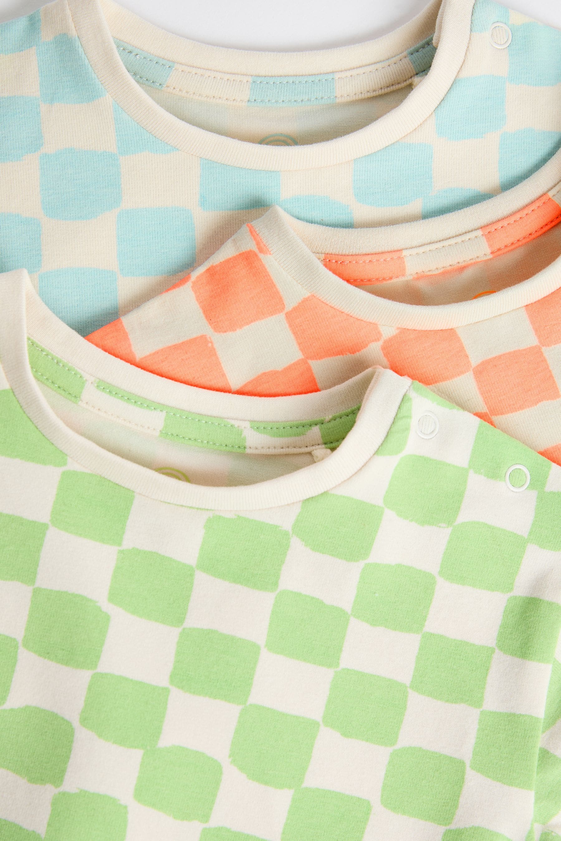 Multi Checkerboard Baby Jersey 100% Cotton Rompers 3 Pack