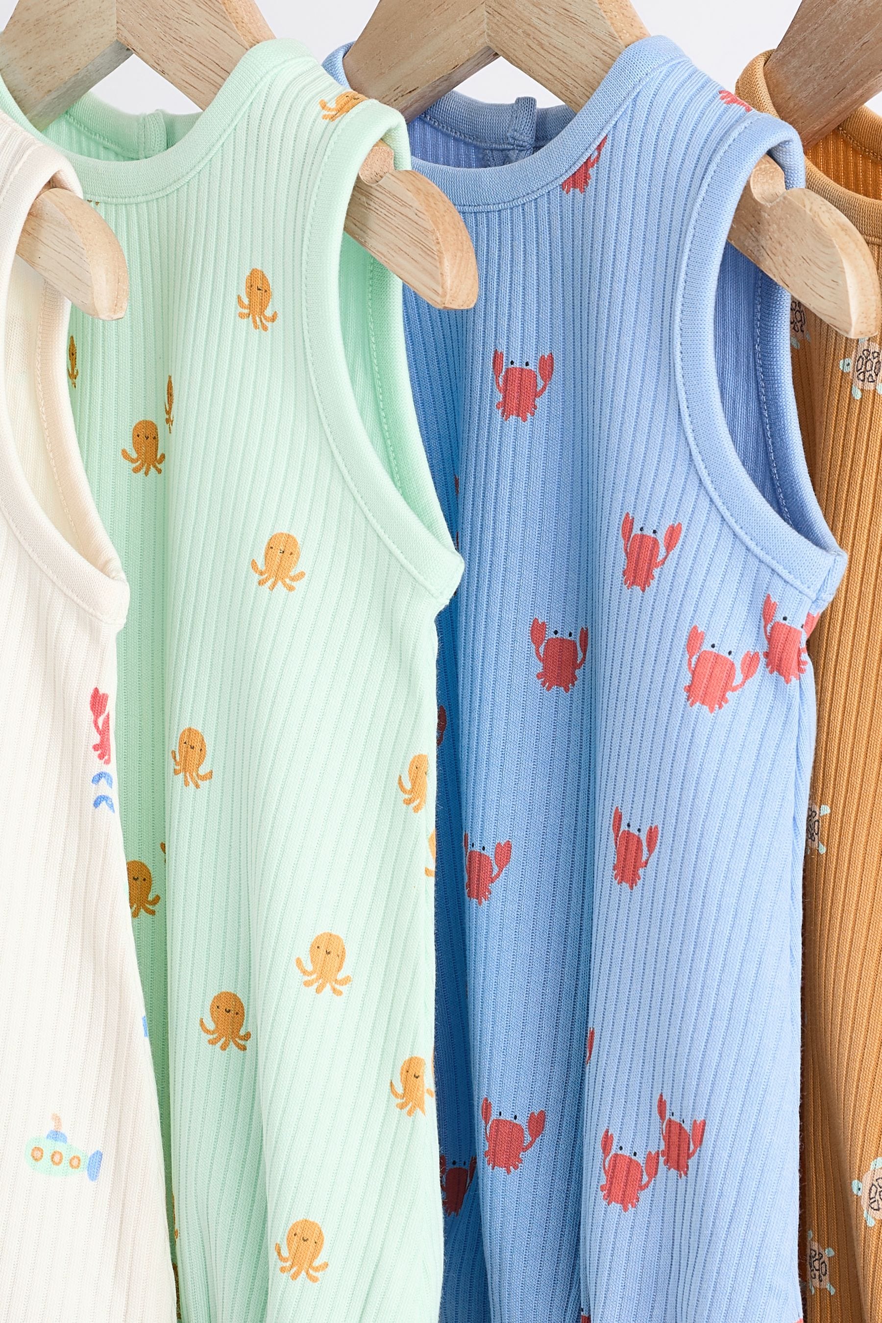 Multi Sealife Baby Bloomer Jersey Rompers 4 Pack