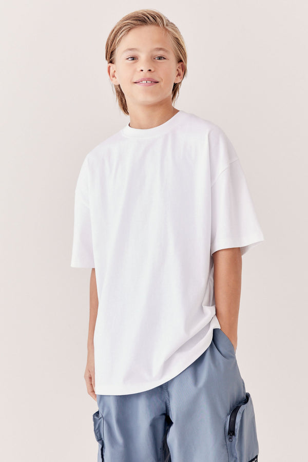 White Oversized Fit Short Sleeve 100% Cotton T-Shirt (3-16yrs)