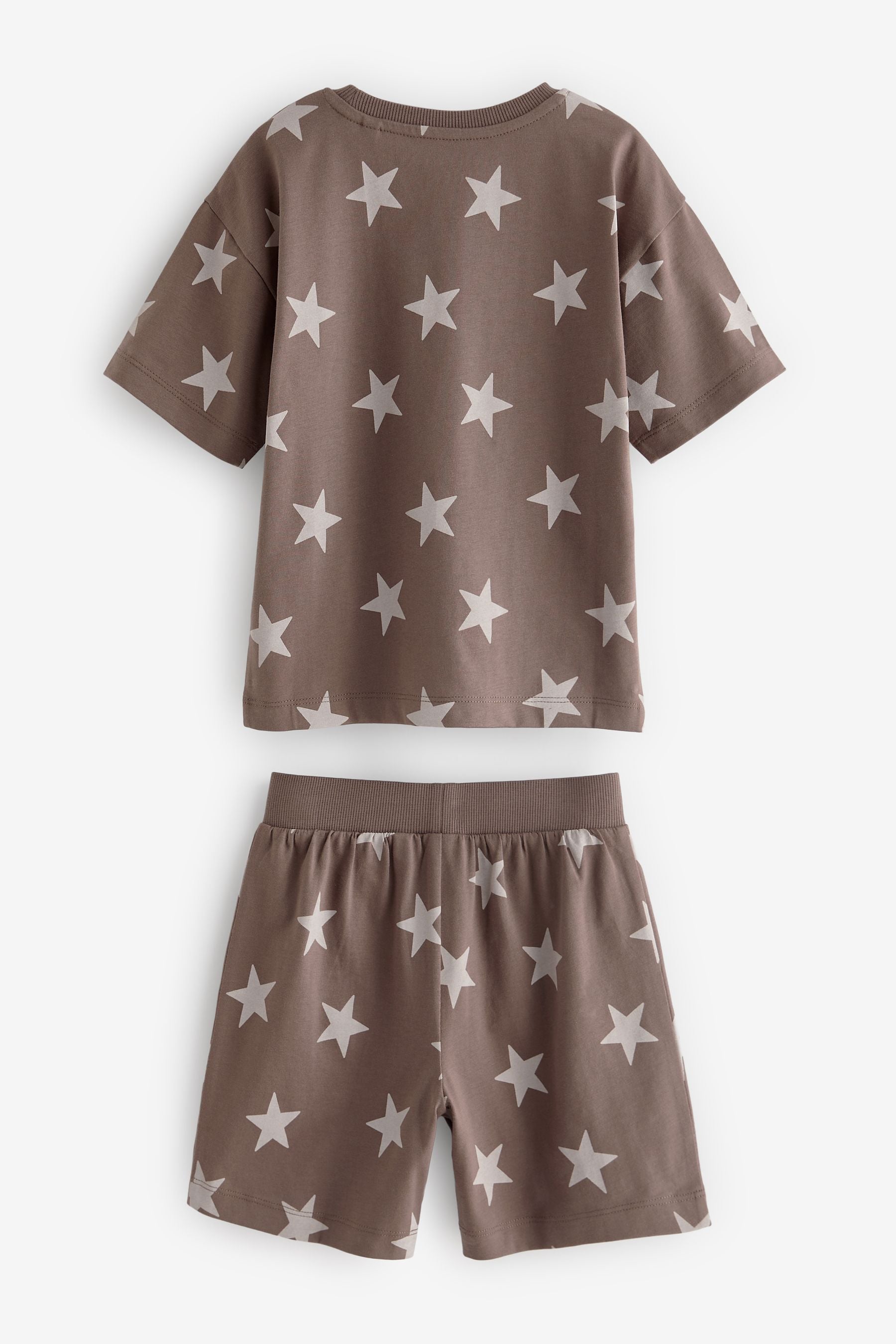 Brown/Cream Stars Short Pyjamas 3 Pack (9mths-12yrs)