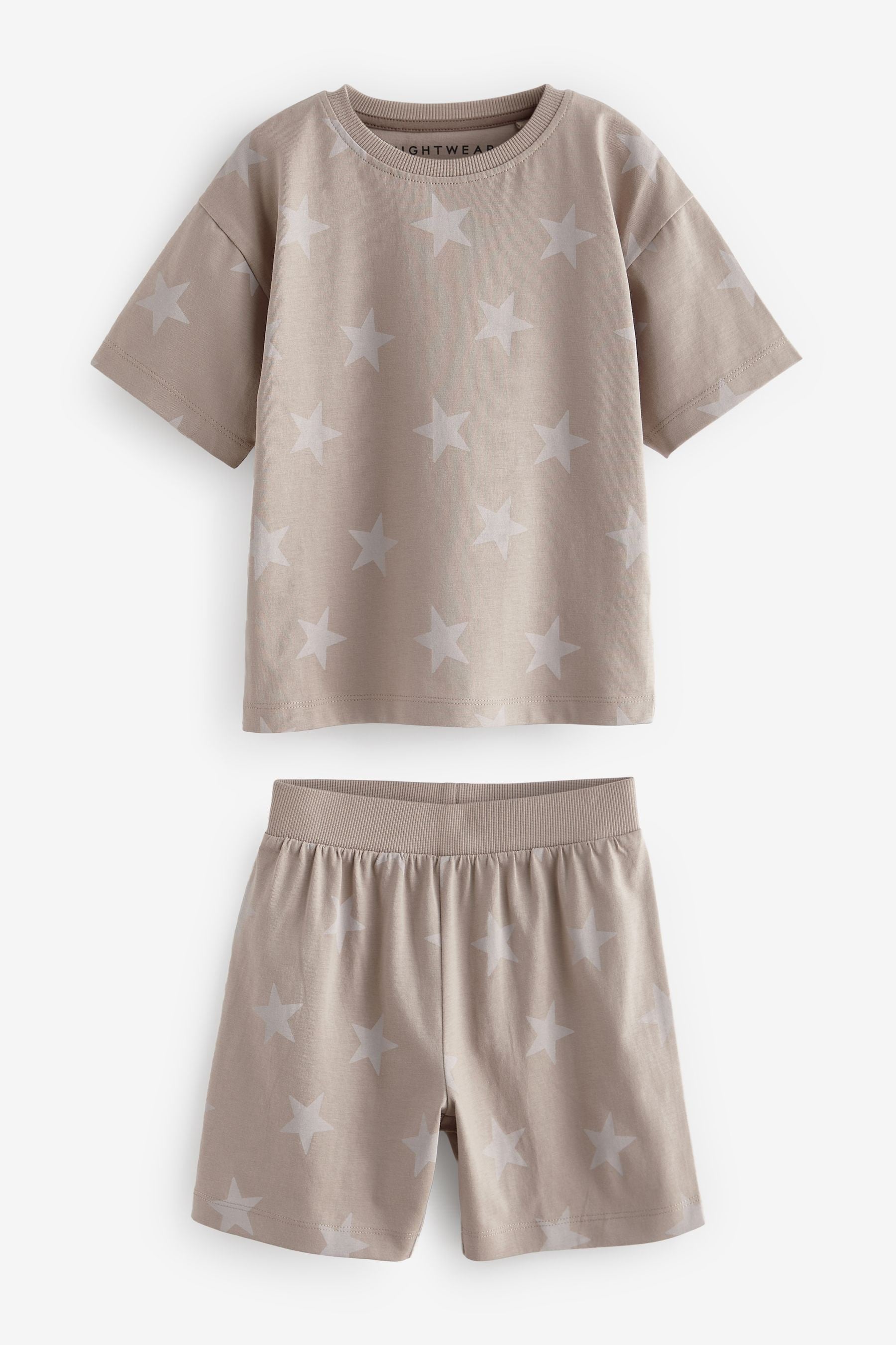 Brown/Cream Stars Short Pyjamas 3 Pack (9mths-12yrs)