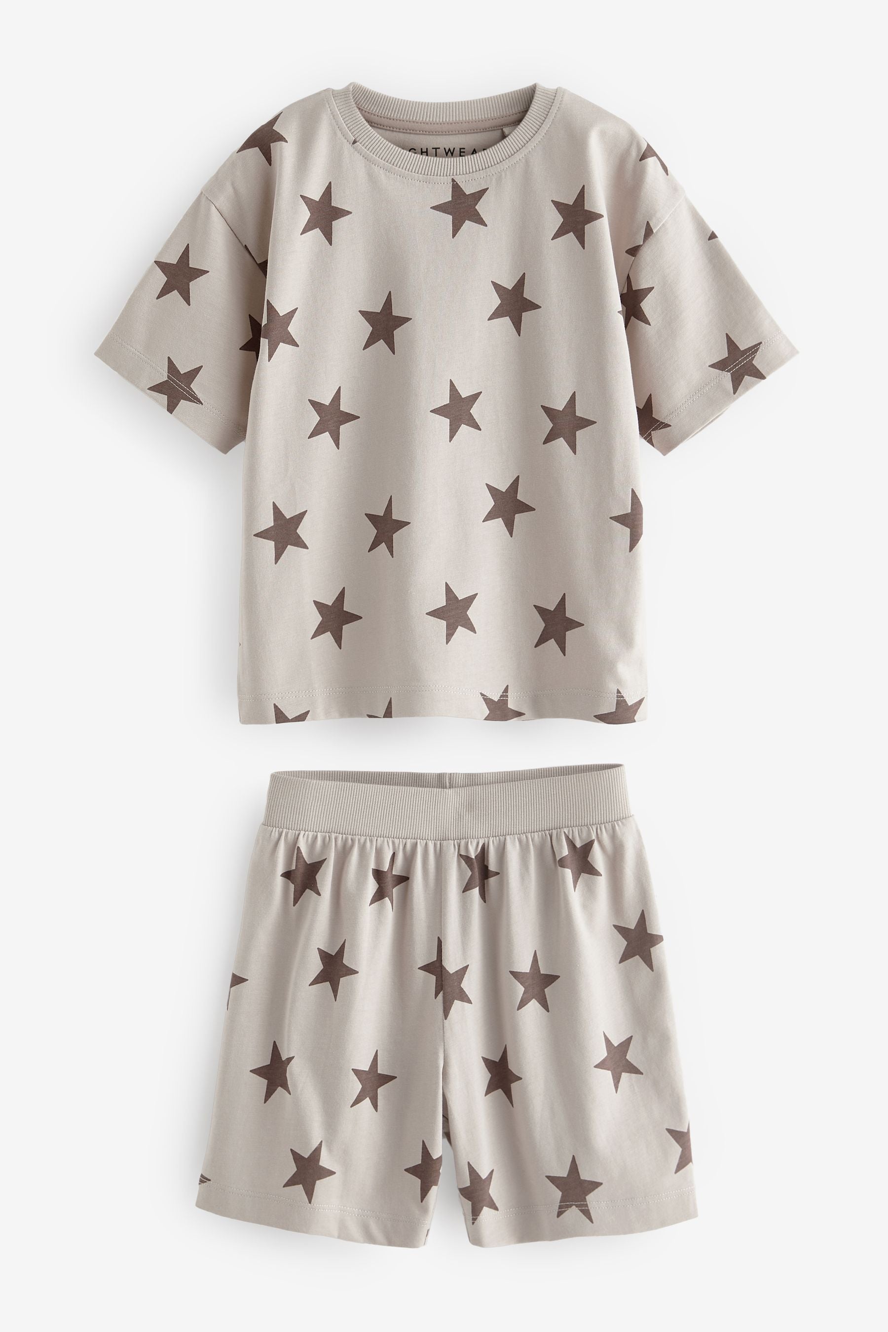 Brown/Cream Stars Short Pyjamas 3 Pack (9mths-12yrs)