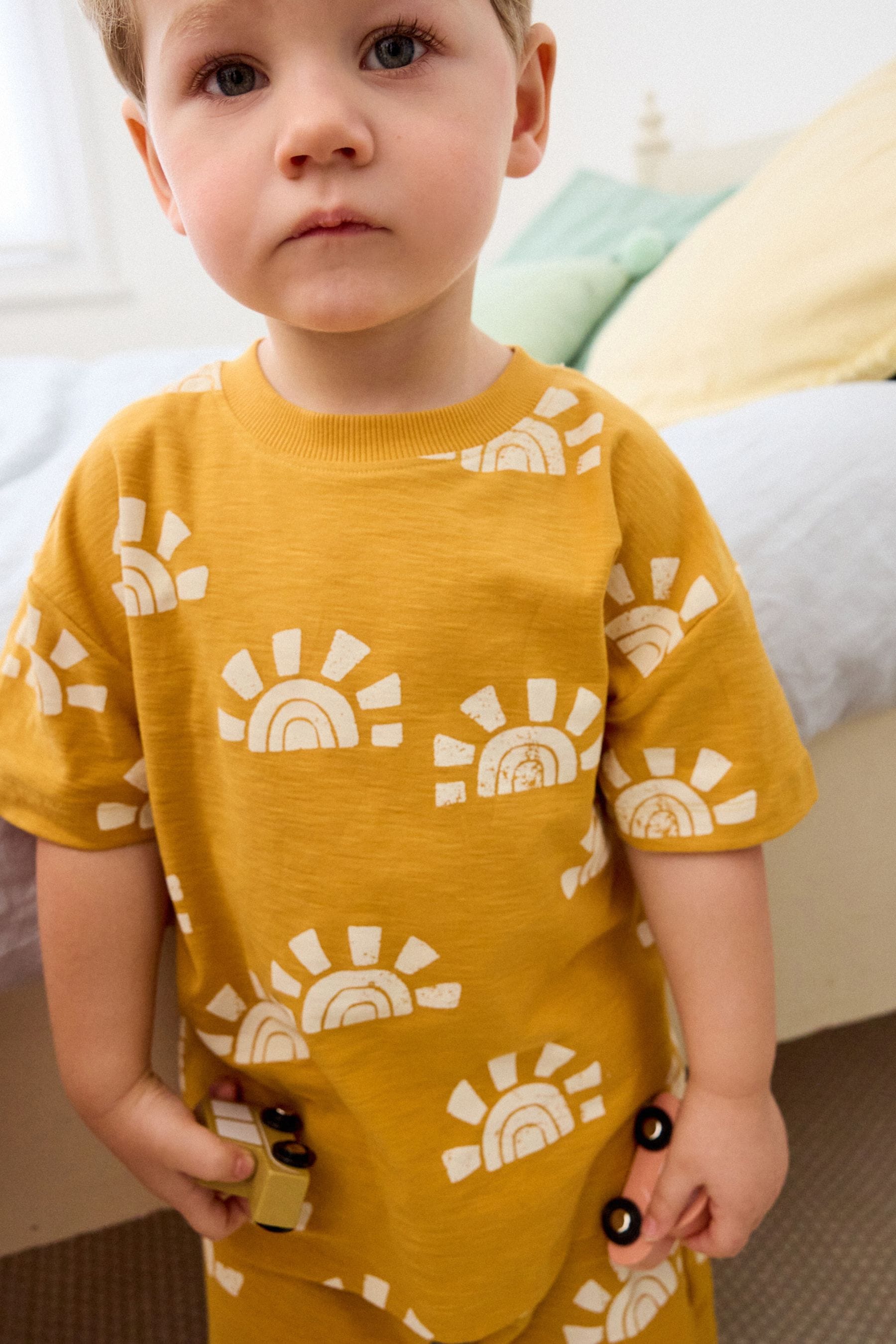 Blue/Yellow/Rust Waves Short Pyjamas 3 Pack (9mths-12yrs)