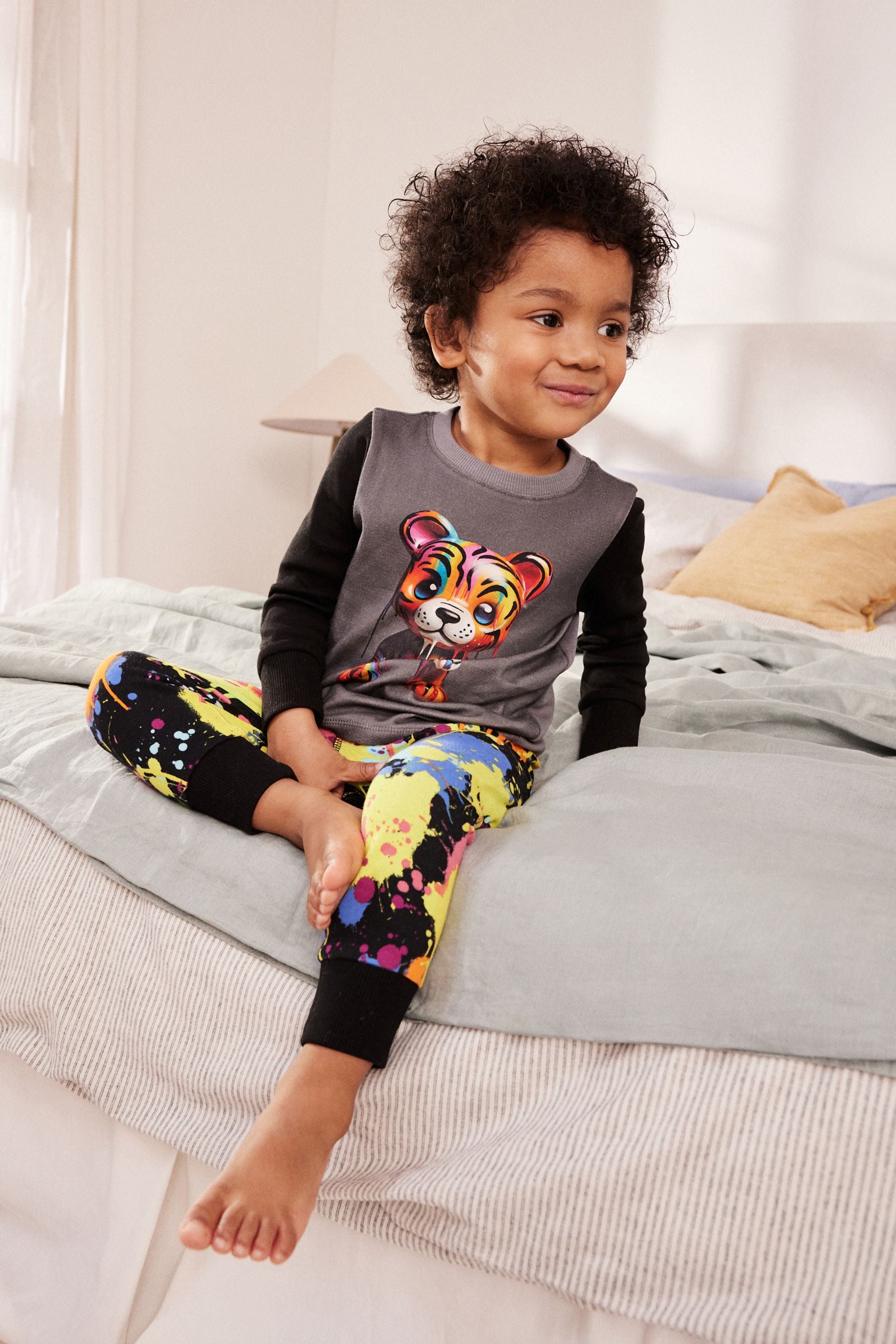 Multi Bright Tiger Single Snuggle Pyjamas (9mths-8yrs)