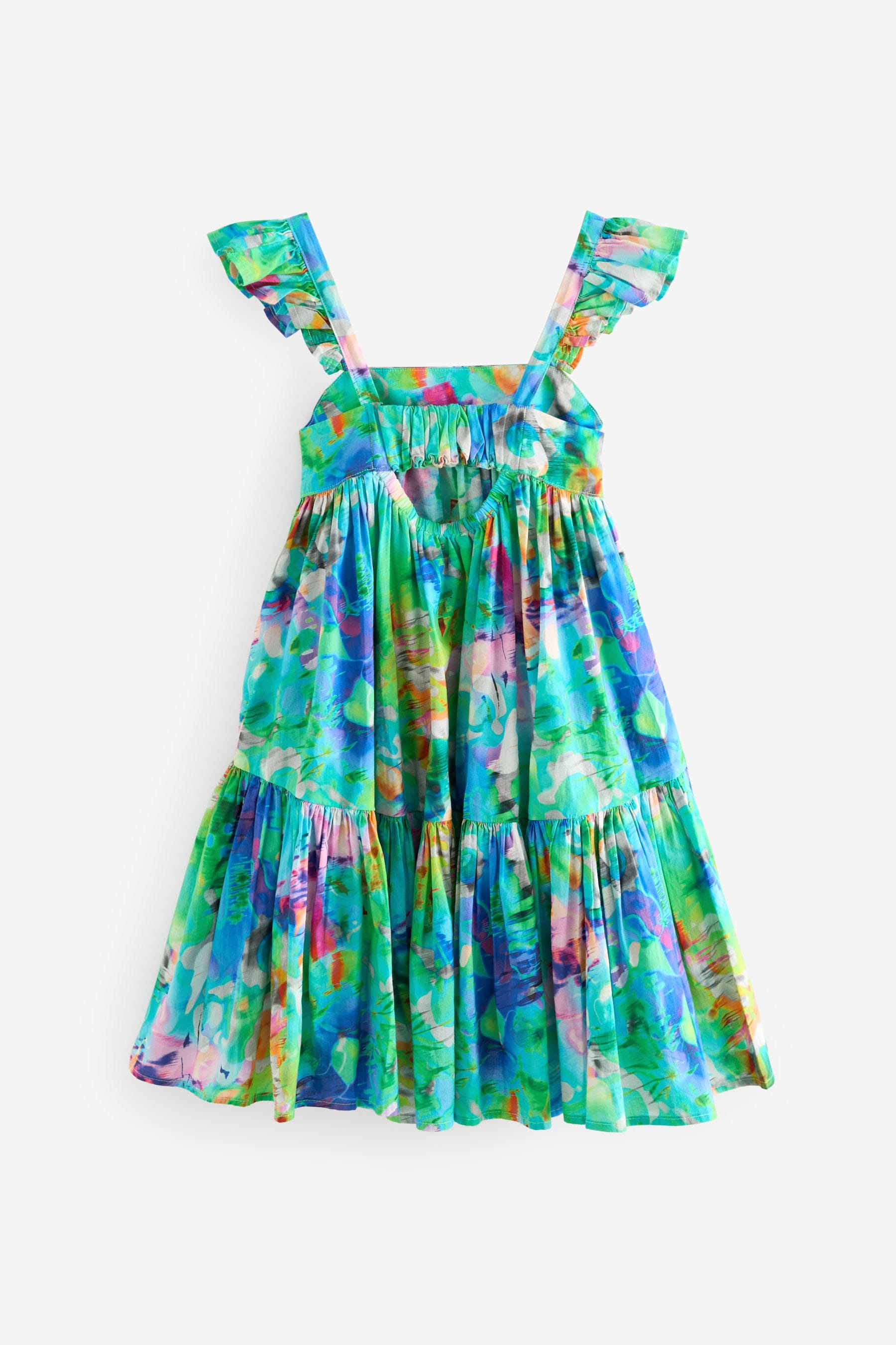 Floral Bright Print 100% Cotton Printed Tiered Dress (3-16yrs)