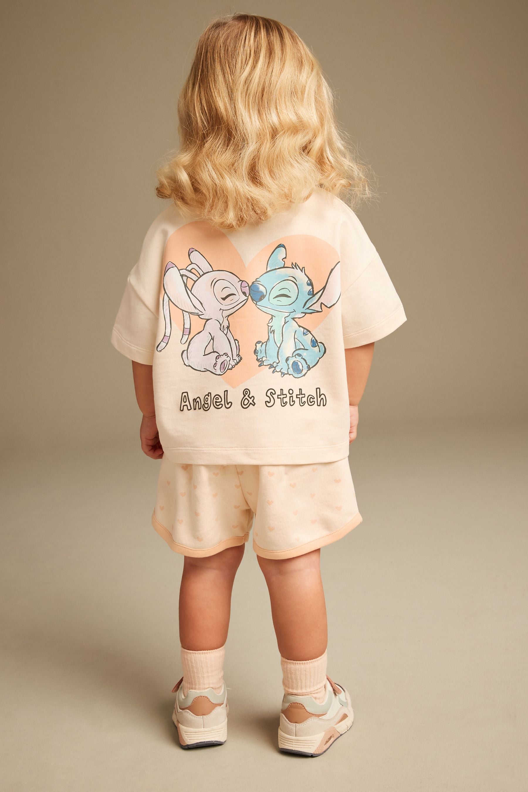 Orange Lilo and Stitch 100% Cotton Short Sleeve T-Shirt and Shorts Set (3mths-7yrs)