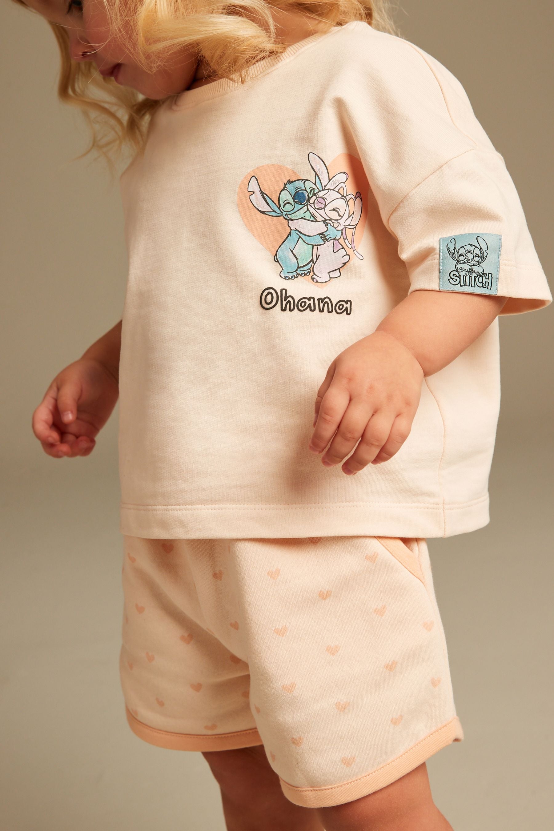 Orange Lilo and Stitch 100% Cotton Short Sleeve T-Shirt and Shorts Set (3mths-7yrs)