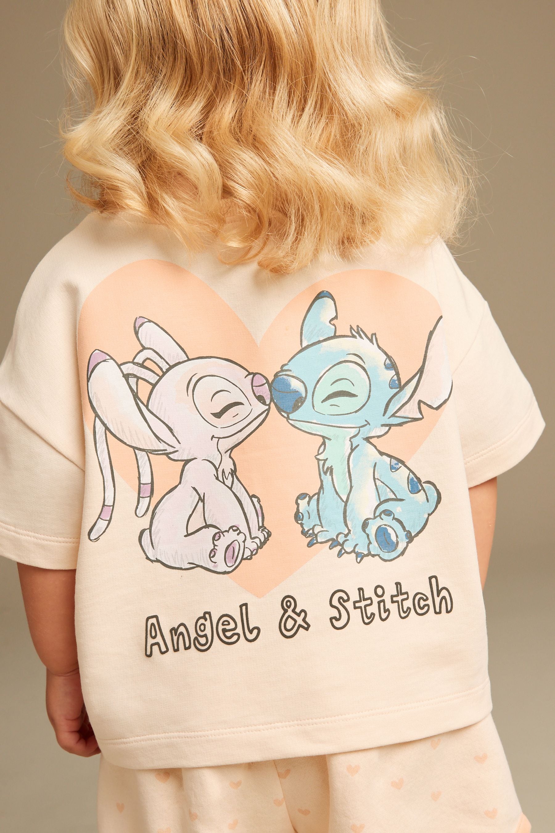 Orange Lilo and Stitch 100% Cotton Short Sleeve T-Shirt and Shorts Set (3mths-7yrs)