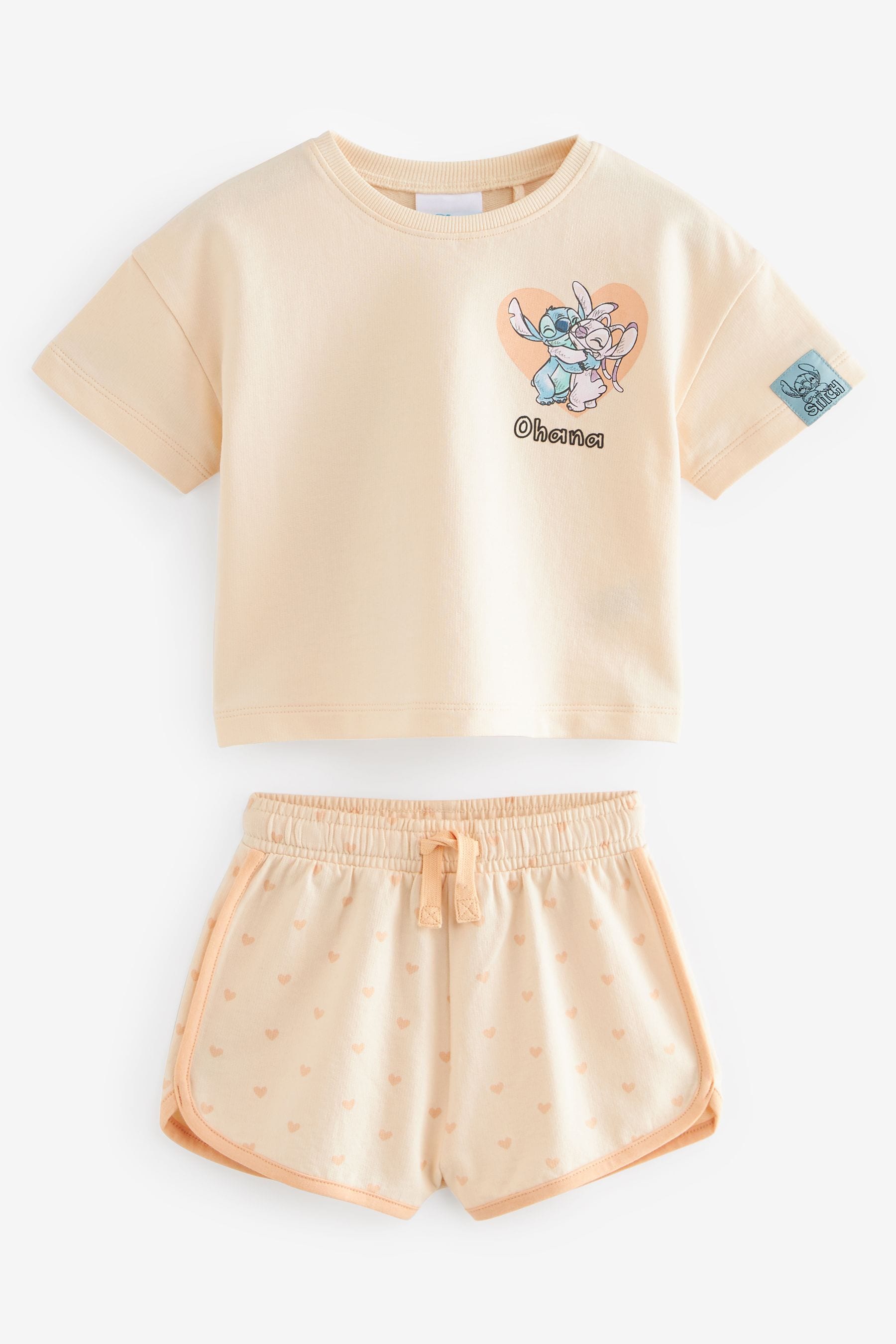 Orange Lilo and Stitch 100% Cotton Short Sleeve T-Shirt and Shorts Set (3mths-7yrs)