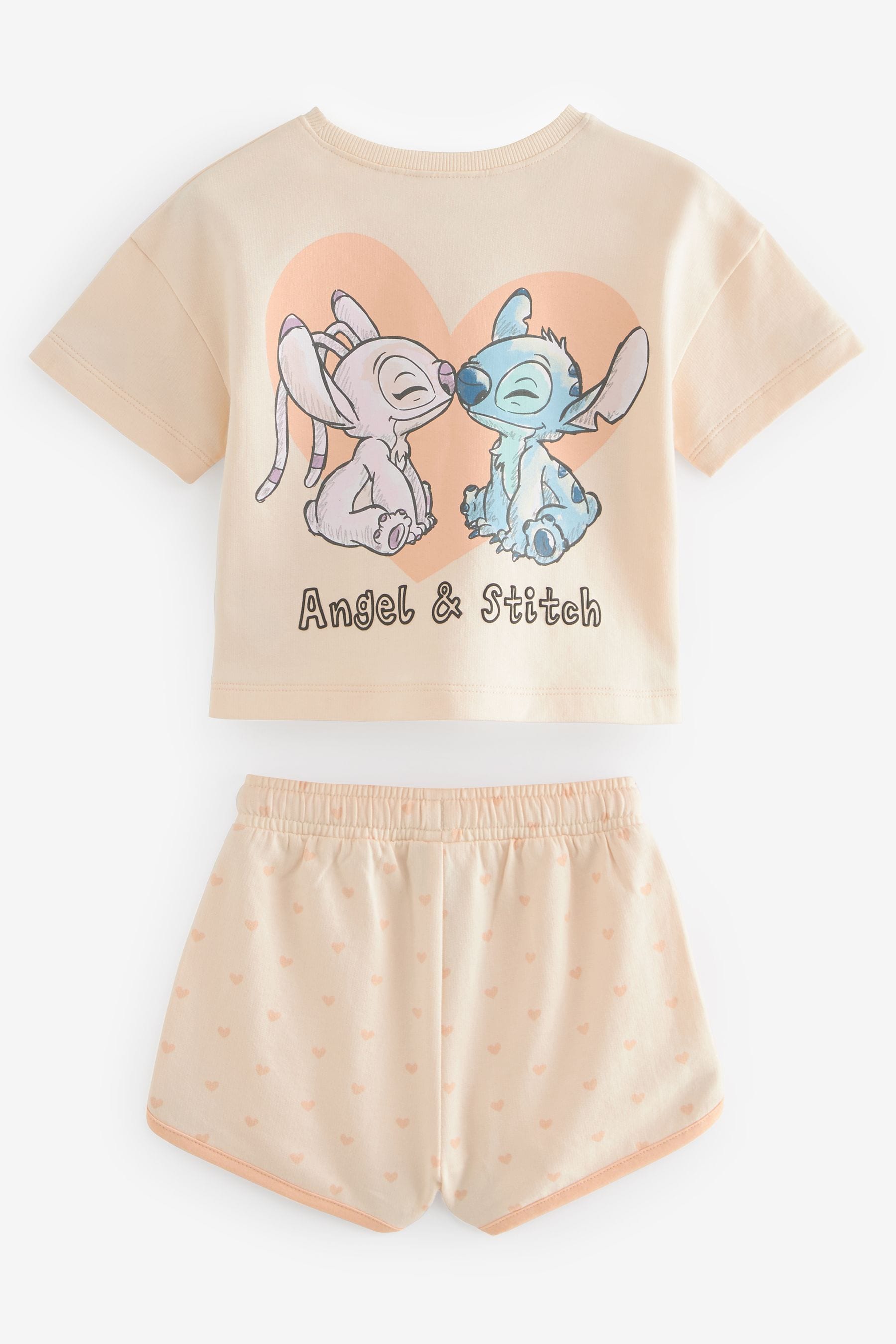 Orange Lilo and Stitch 100% Cotton Short Sleeve T-Shirt and Shorts Set (3mths-7yrs)