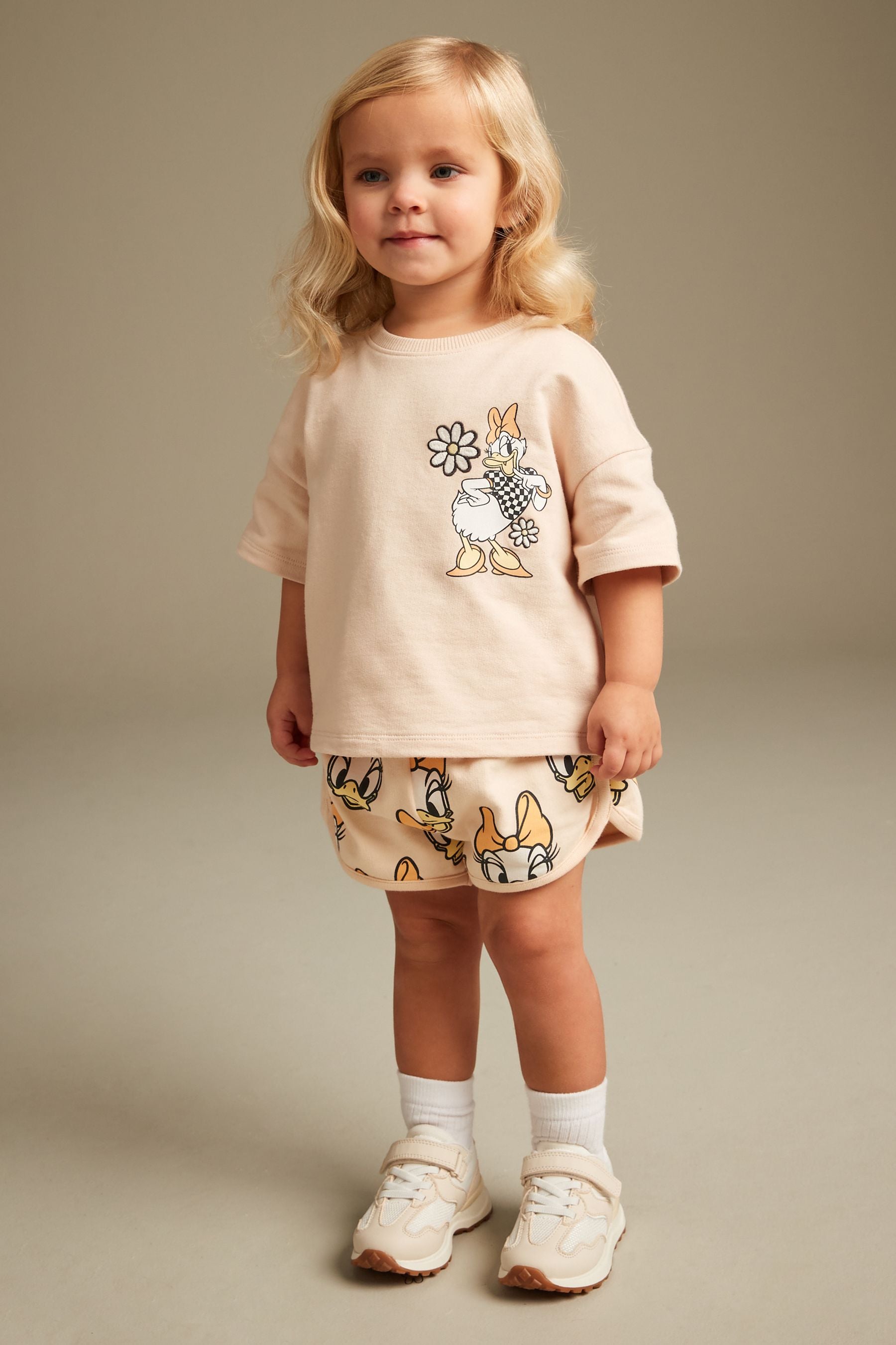 Cream Daisy Duck Crew Neck T-Shirt & Shorts Set (3mths-7yrs)