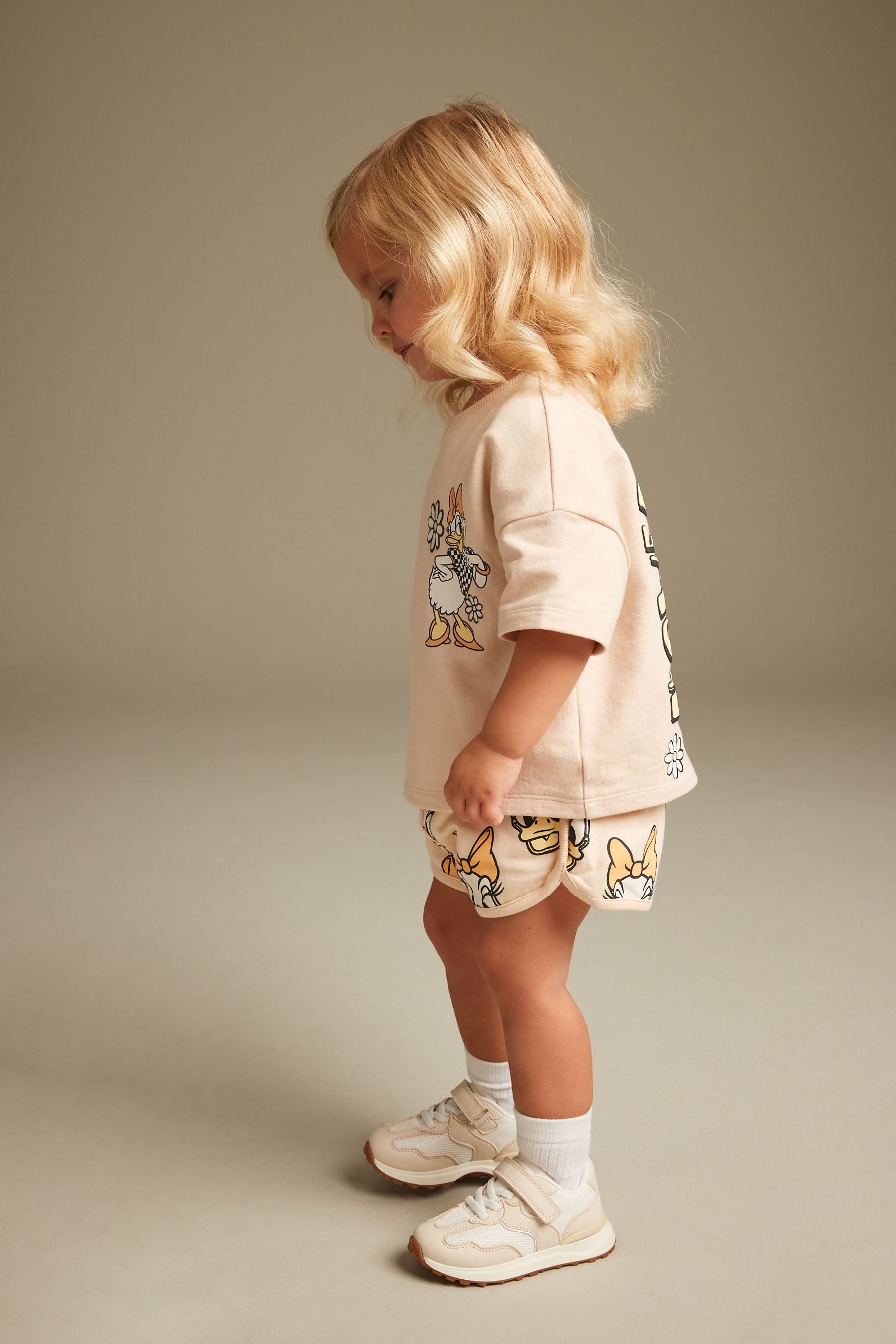 Cream Daisy Duck Crew Neck T-Shirt & Shorts Set (3mths-7yrs)