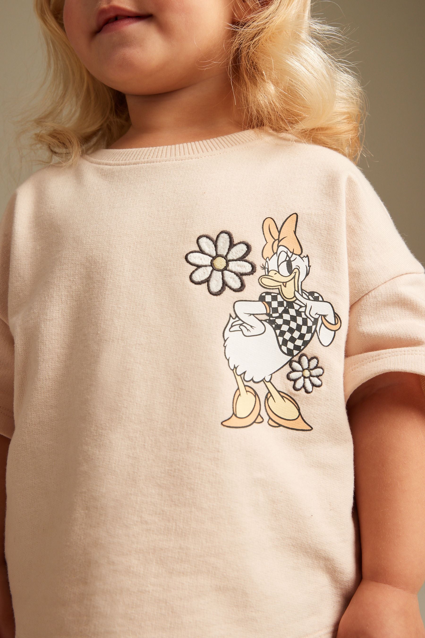 Cream Daisy Duck Crew Neck T-Shirt & Shorts Set (3mths-7yrs)