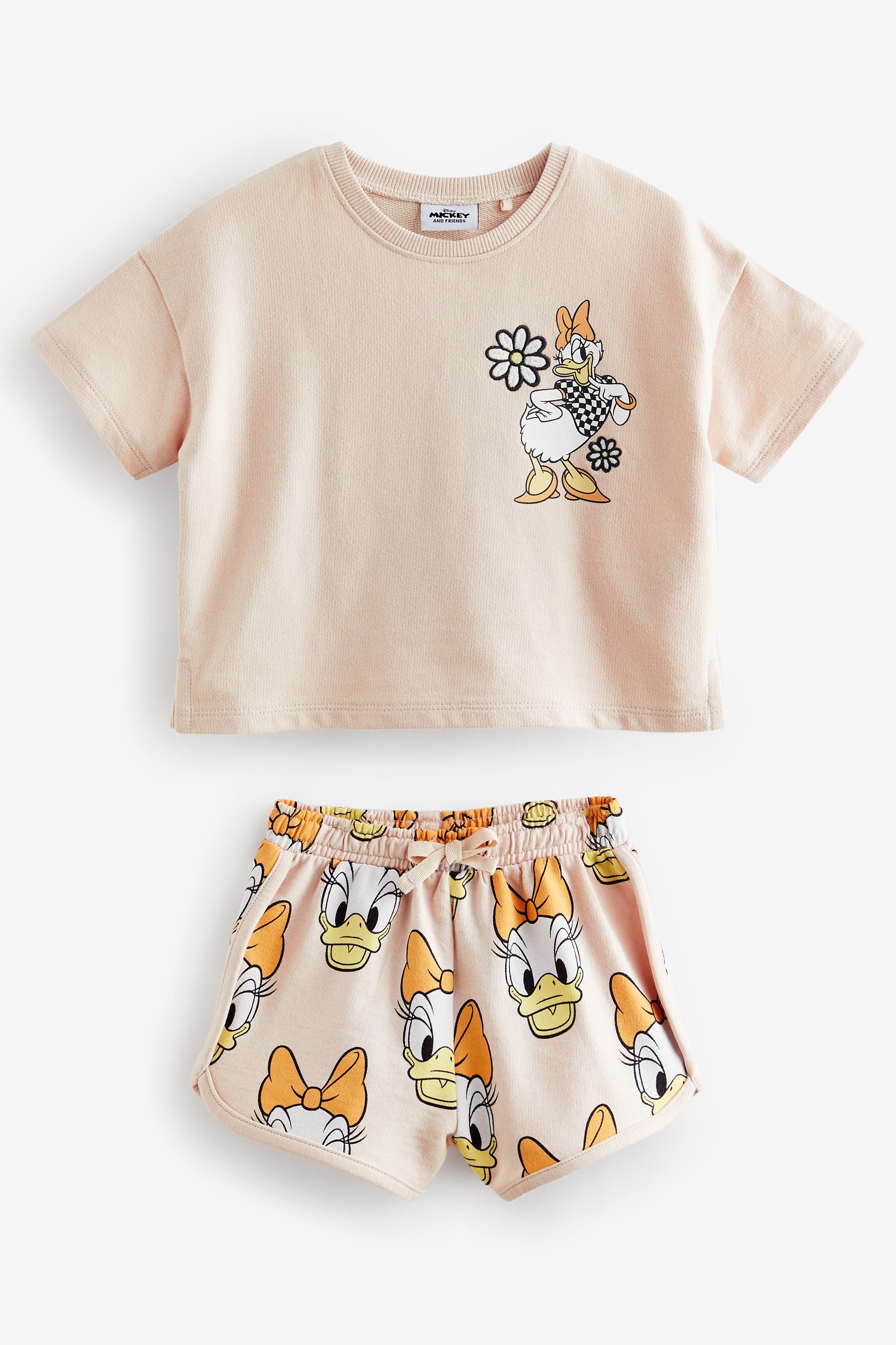 Cream Daisy Duck Crew Neck T-Shirt & Shorts Set (3mths-7yrs)