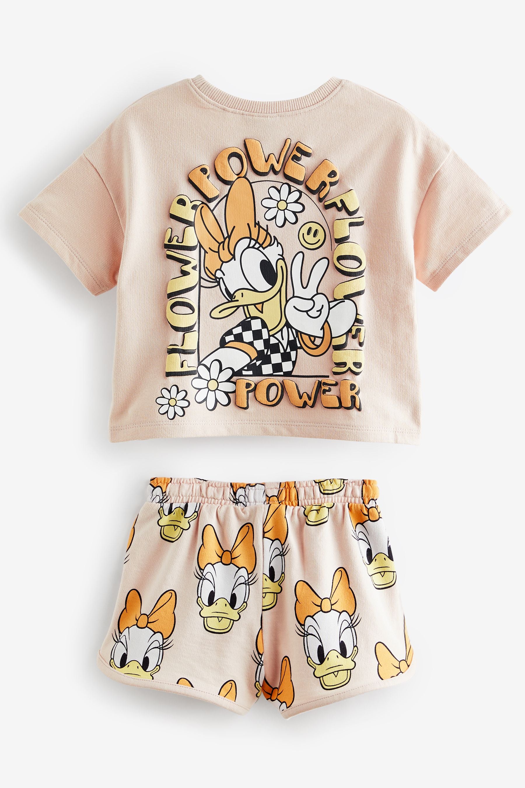 Cream Daisy Duck Crew Neck T-Shirt & Shorts Set (3mths-7yrs)