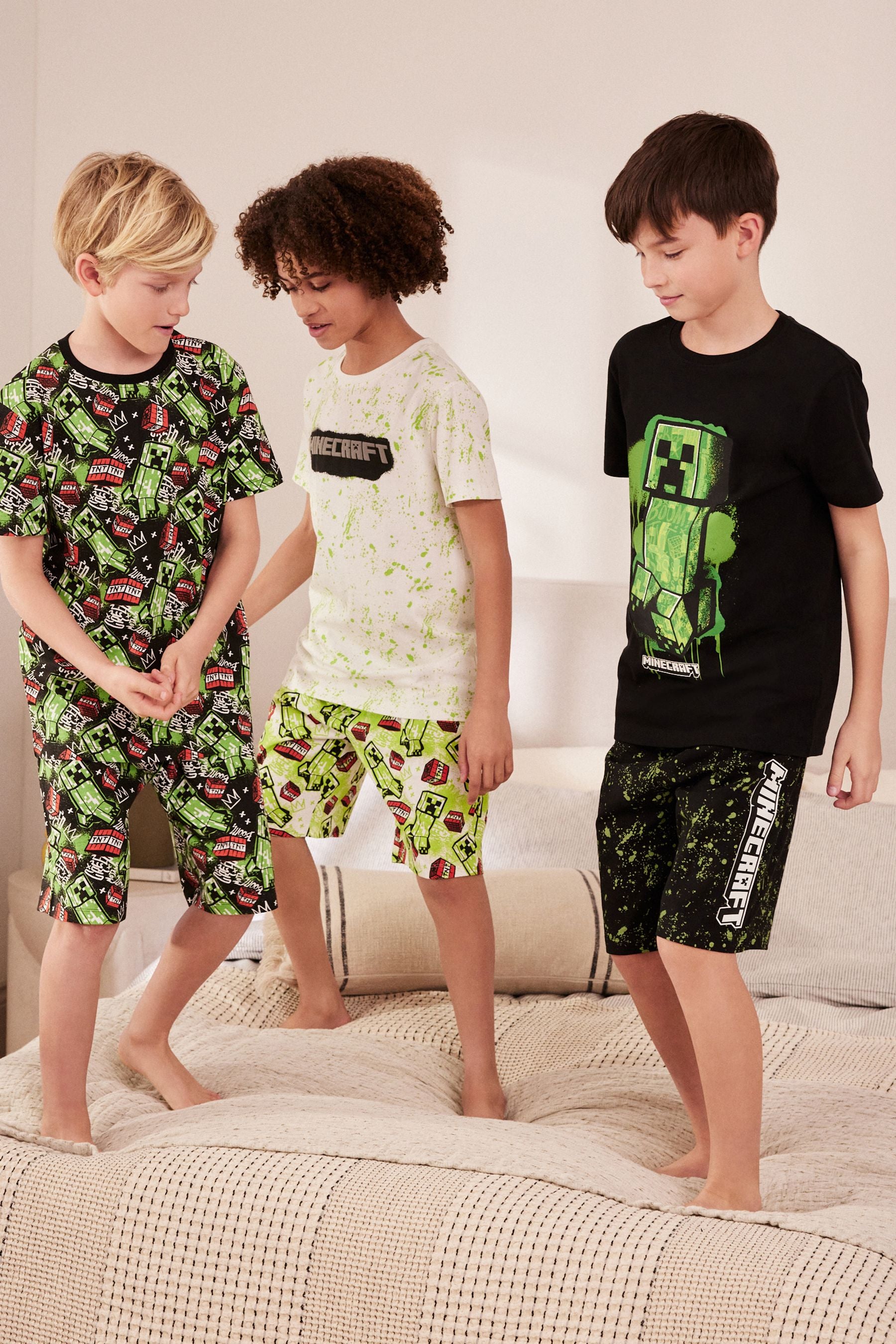 Black/Lime Skull Checkerboard Short Pyjamas 3 Pack (3-16yrs)