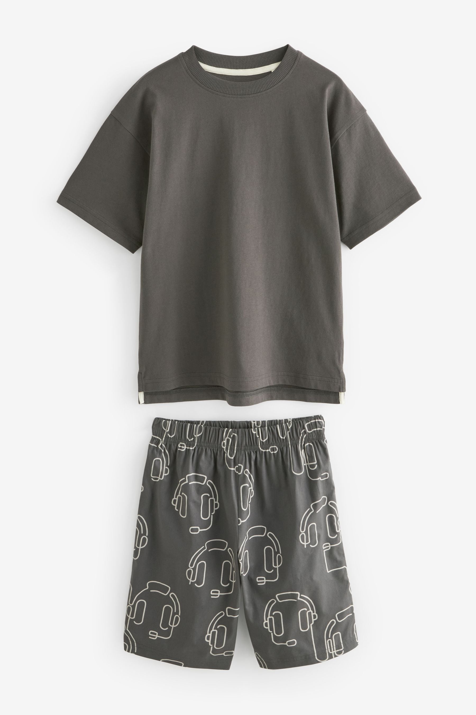 Grey/Stone/ Rust Gamer 100% Cotton Short Woven Pyjamas 3 Pack (3-16yrs)