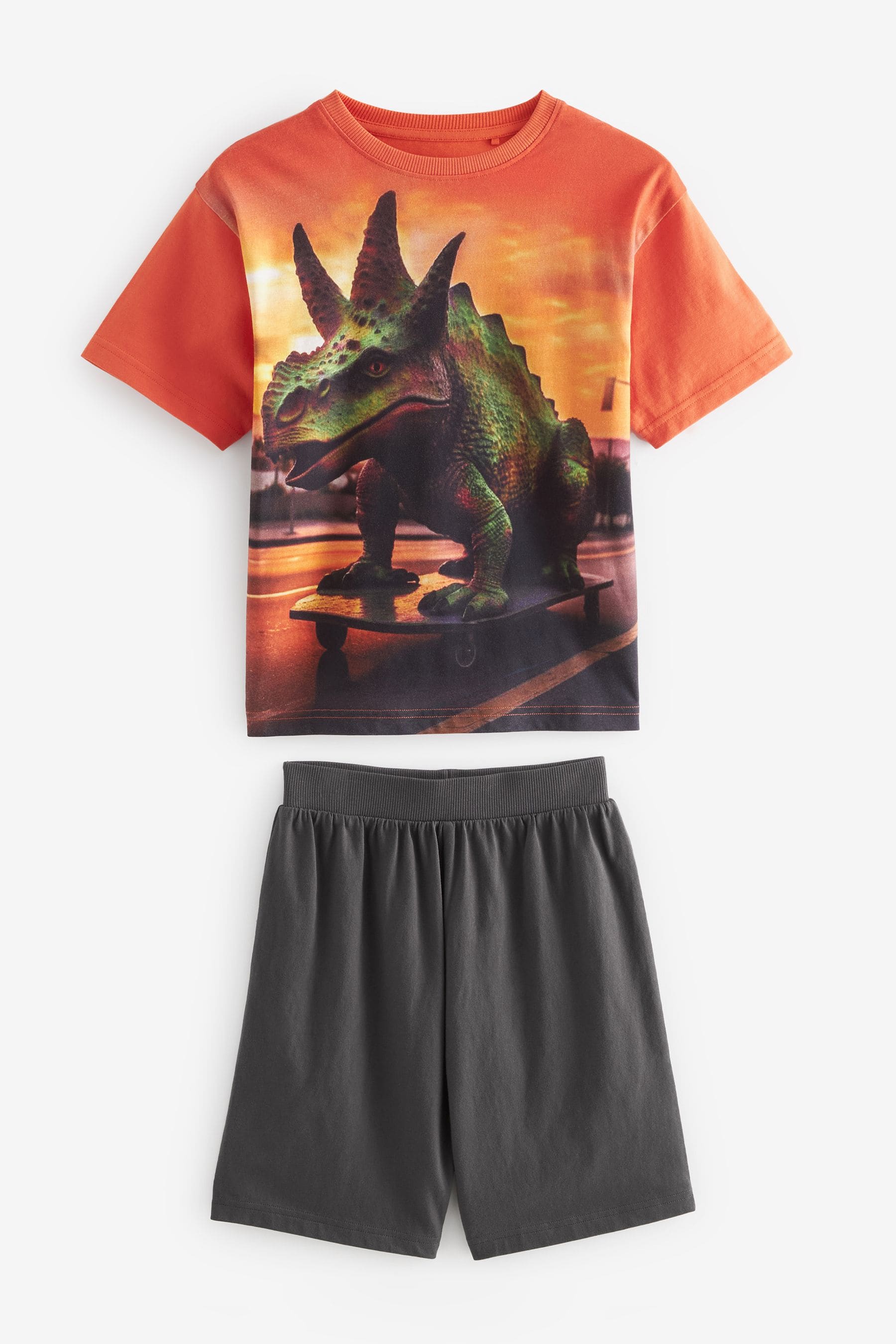 Orange Dinosaur Single Short Pyjamas (3-16yrs)