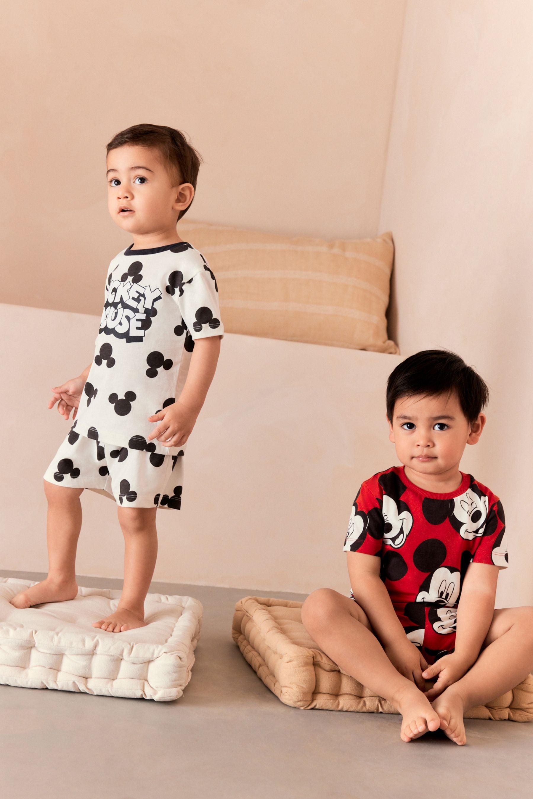 Red/Cream Mickey Mouse Short Pyjamas 3 Pack (9mths-9yrs)